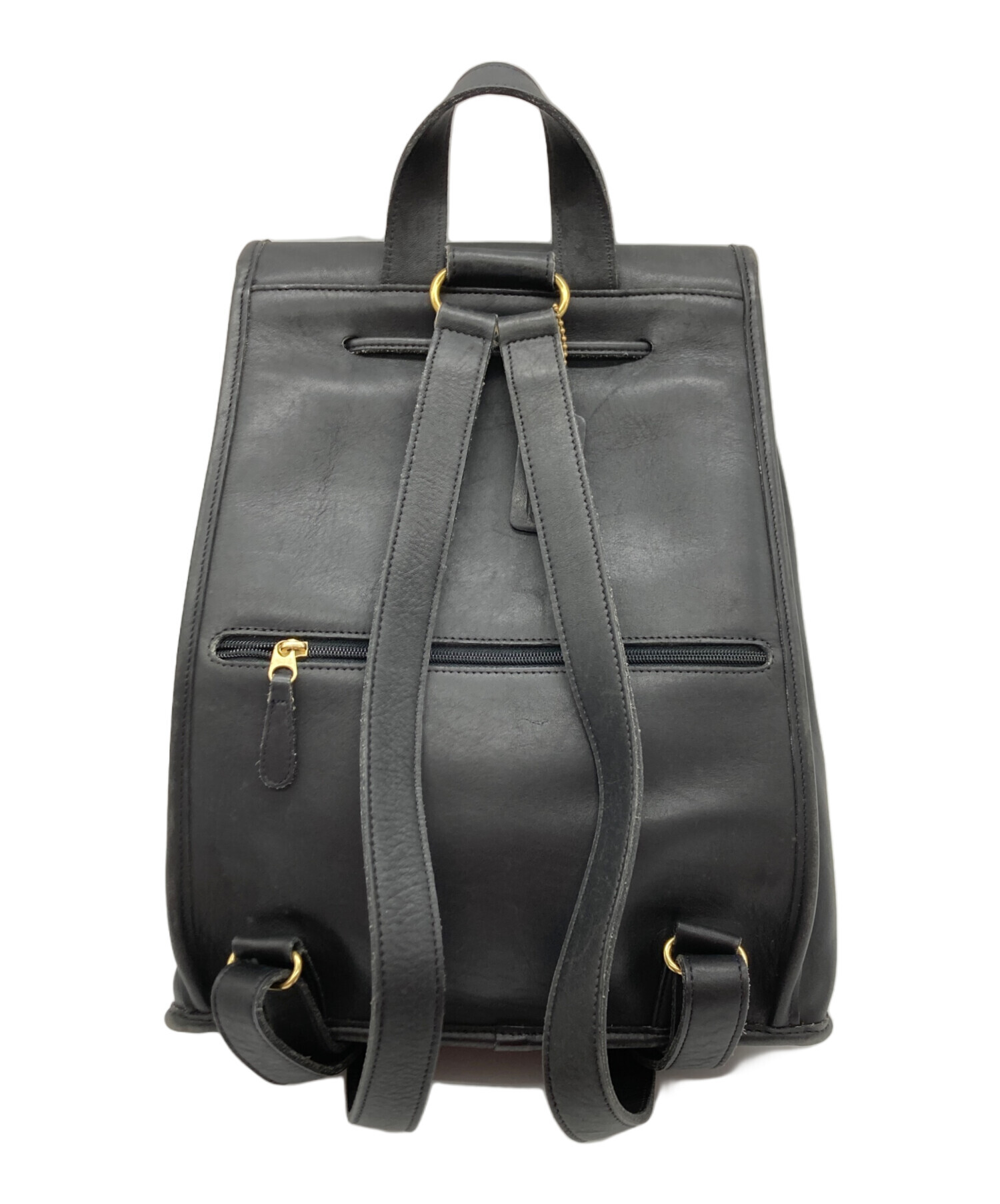 中古・古着通販】COACH (コーチ) レザーリュック ブラック サイズ:実寸