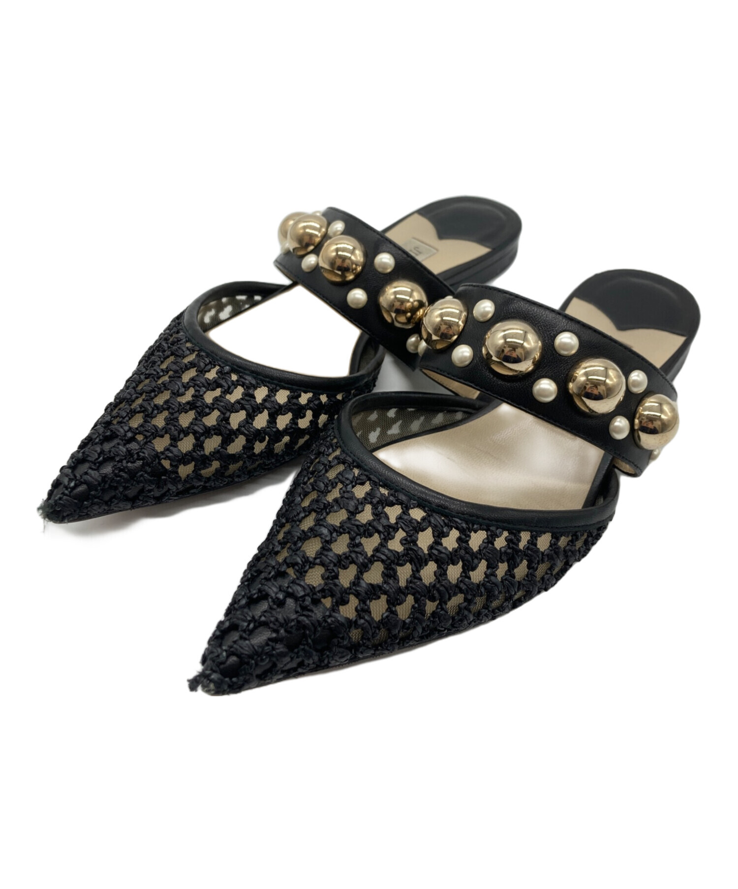 チ*コ様 美品 JIMMY CHOO パール装飾ミュール ブラック23cm 中古・古着通販】JIMMY CHOO (ジミーチュウ) ミュール ブラック サイズ