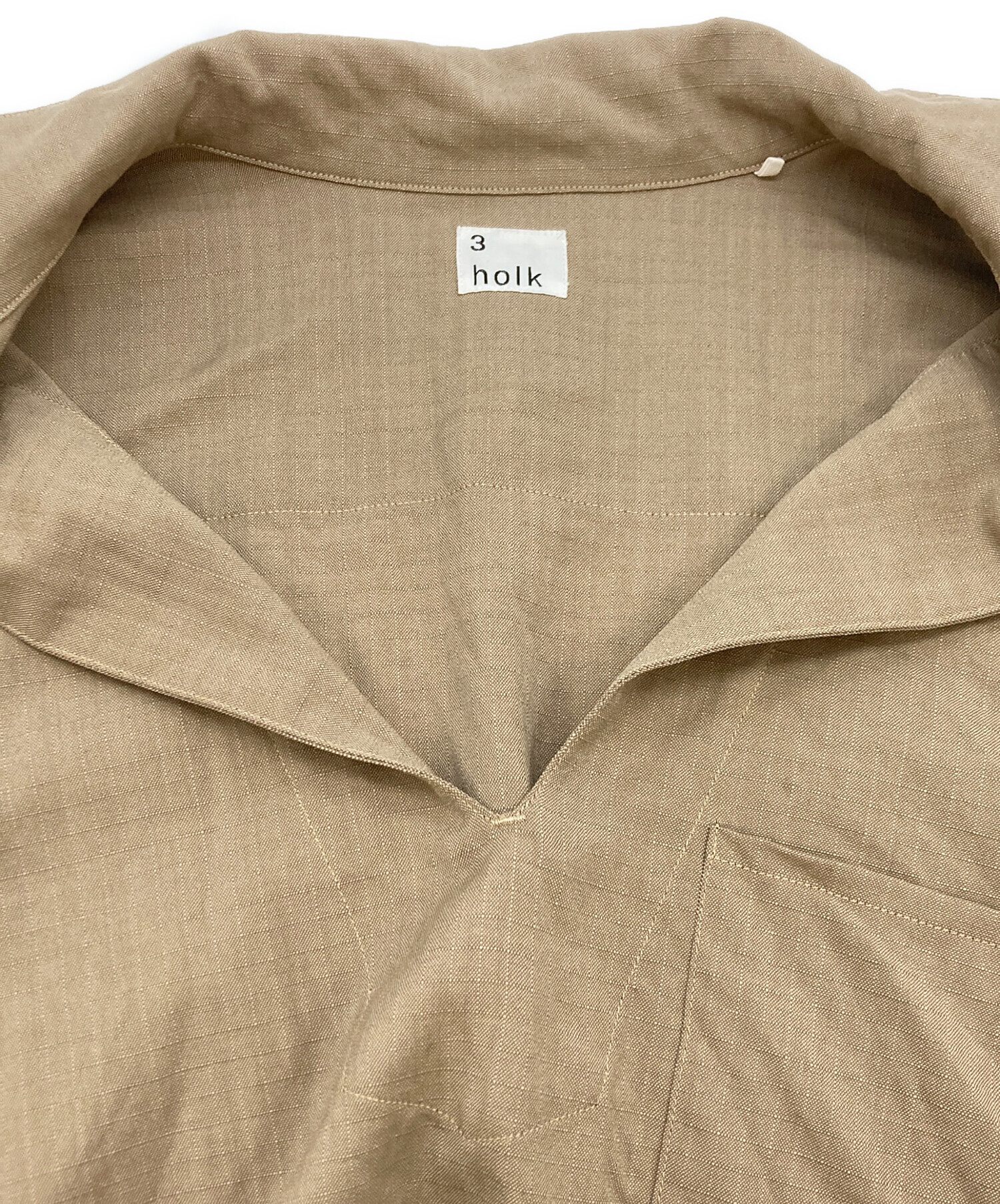 中古・古着通販】holk (ホーク) スキッパーシャツ ベージュ サイズ