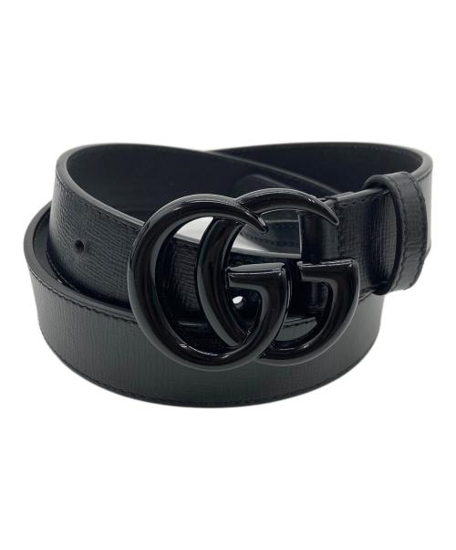 .11976【美品】グッチマーモント スプリング ウールコート 黒 GG ベルト 中古・古着通販】GUCCI (グッチ) GGマーモント レザーベルト ブラック