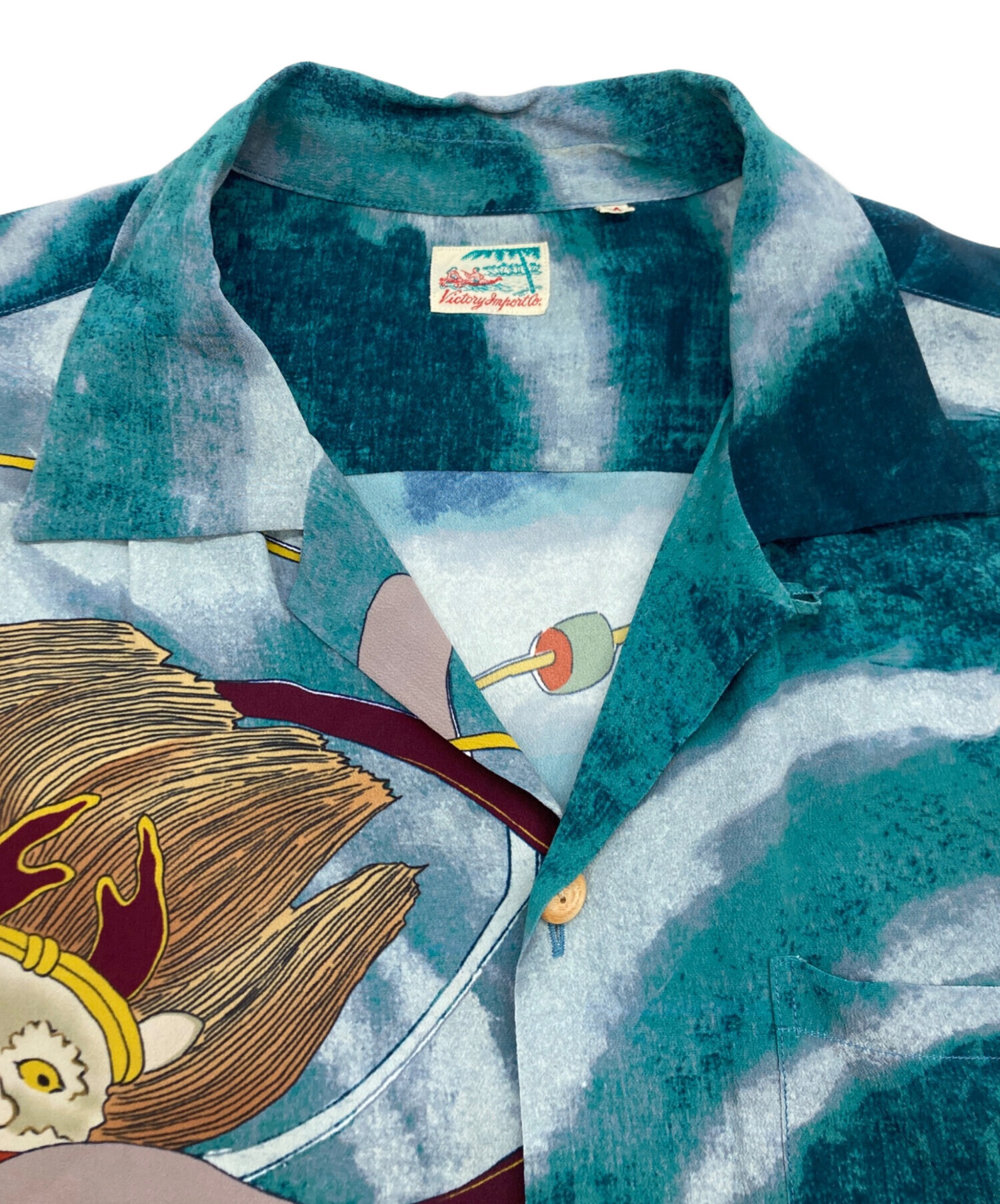 中古・古着通販】Sun Surf (サンサーフ) 風神雷神アロハシャツ ブルー