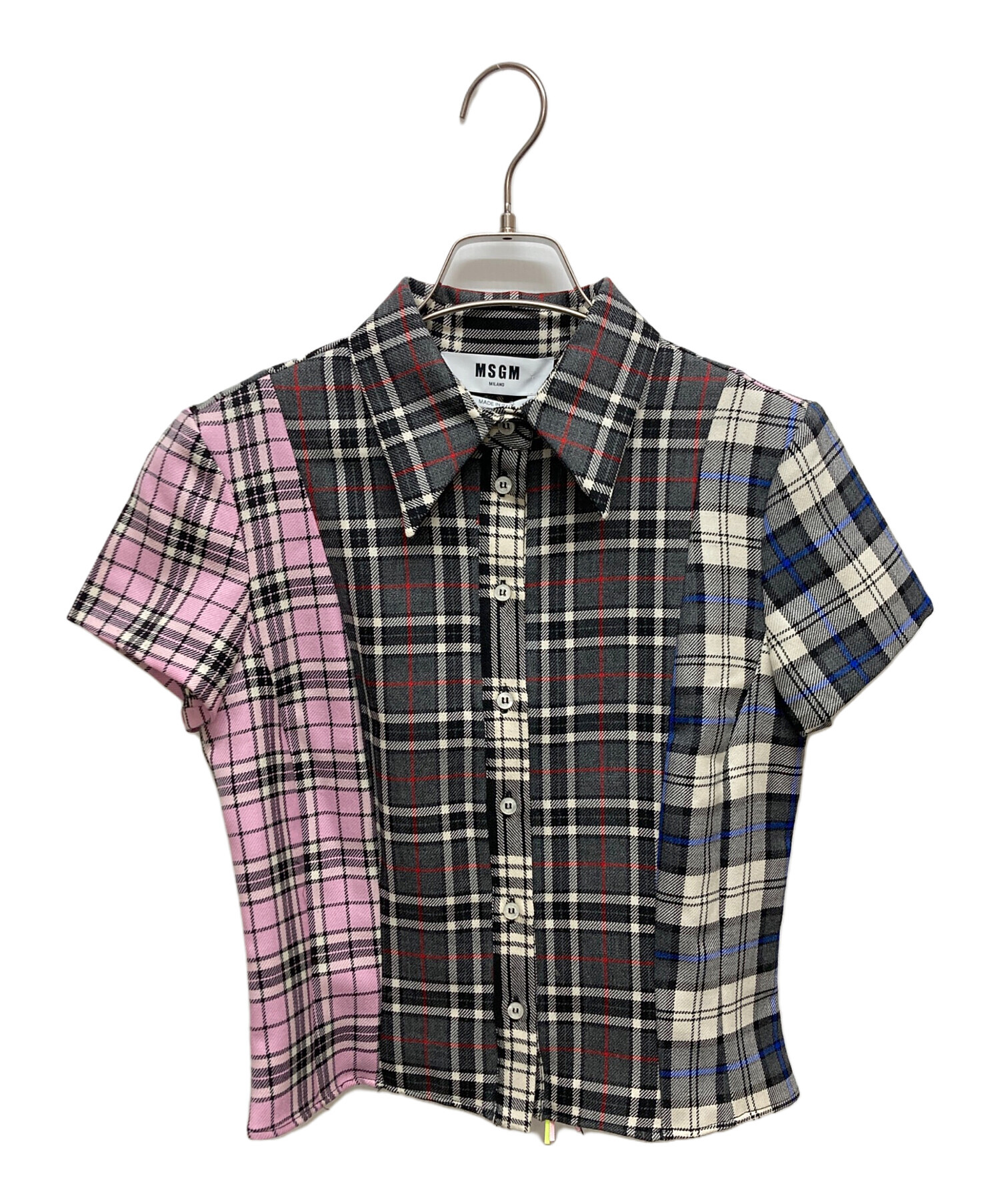 中古・古着通販】MSGM (エムエスジーエム) チェックシャツ グレー 