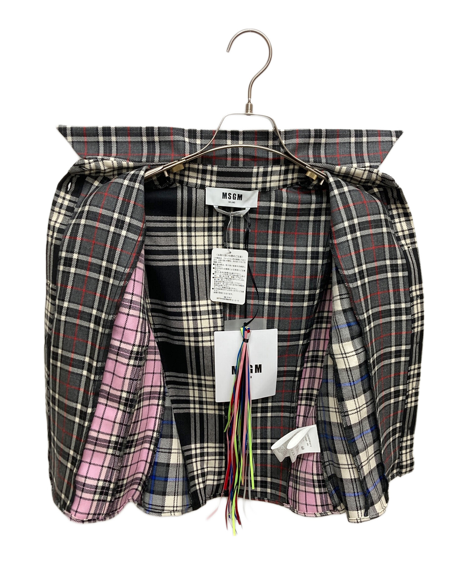 中古・古着通販】MSGM (エムエスジーエム) チェックシャツ グレー