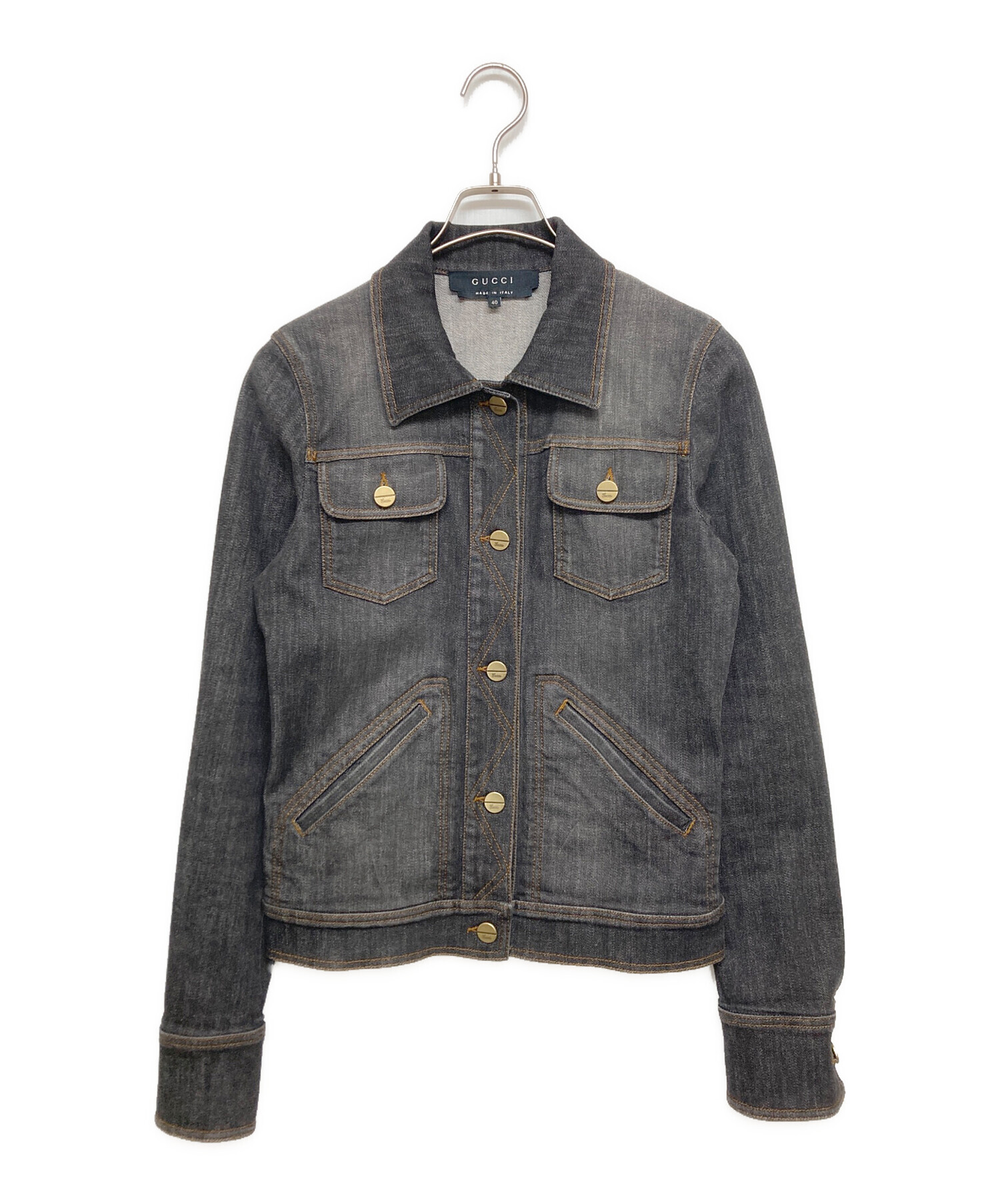 中古・古着通販】GUCCI (グッチ) デニムジャケット ブラック サイズ