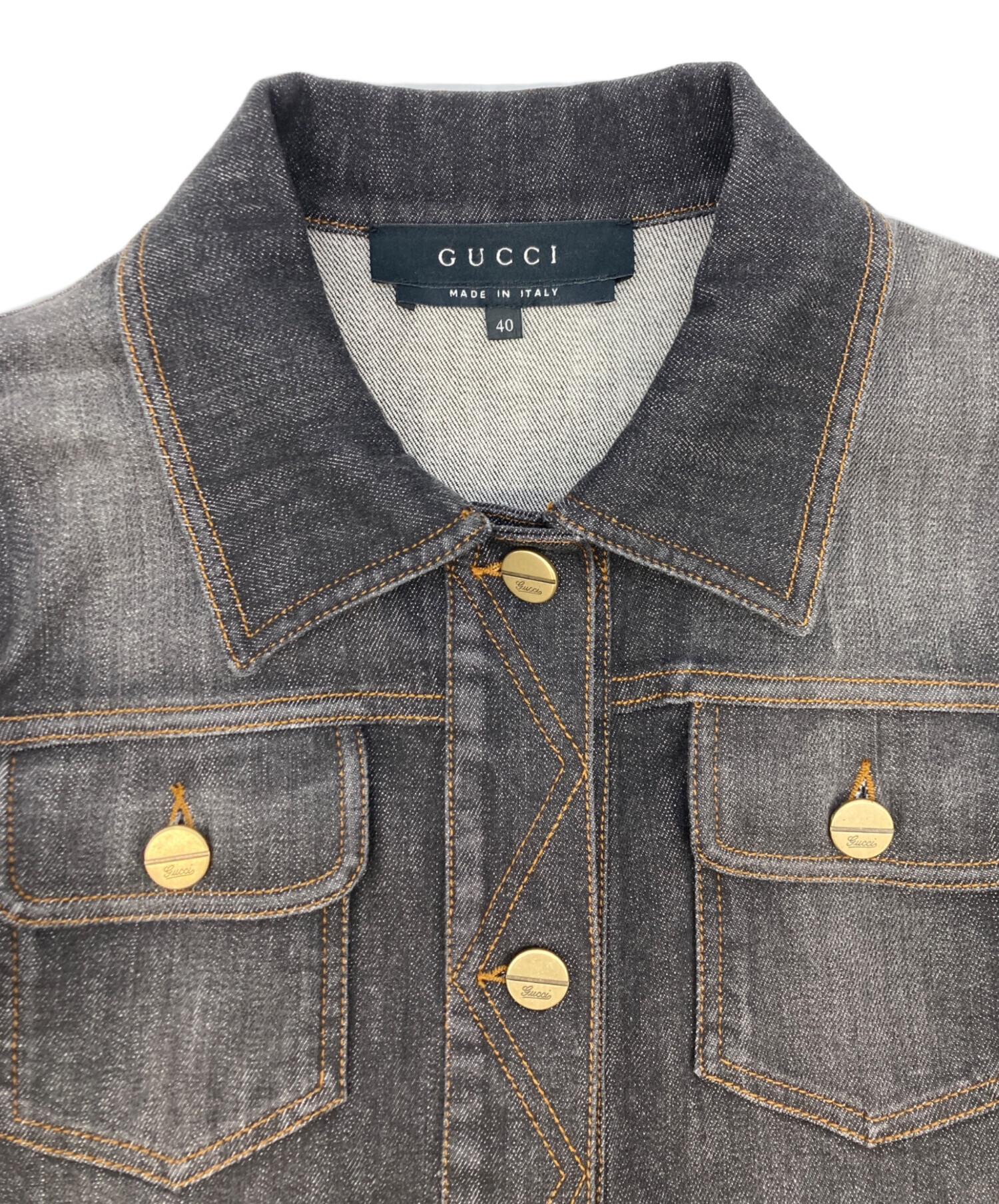 GUCCI デニムジャケット 40サイズ 中古・古着通販】GUCCI (グッチ) デニムジャケット ブラック サイズ