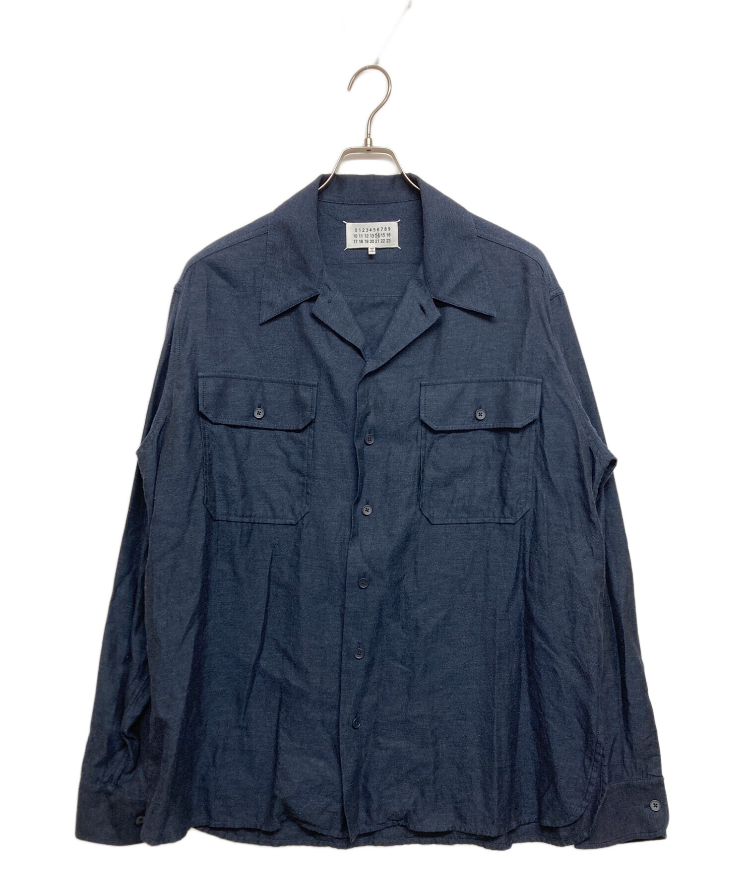 Maison Margiela メゾンマルジェラ ブラウス M 青 【古着】【中古】【送料無料】 中古・古着通販】Maison Margiela (メゾンマルジェラ) ワーカーシャツ