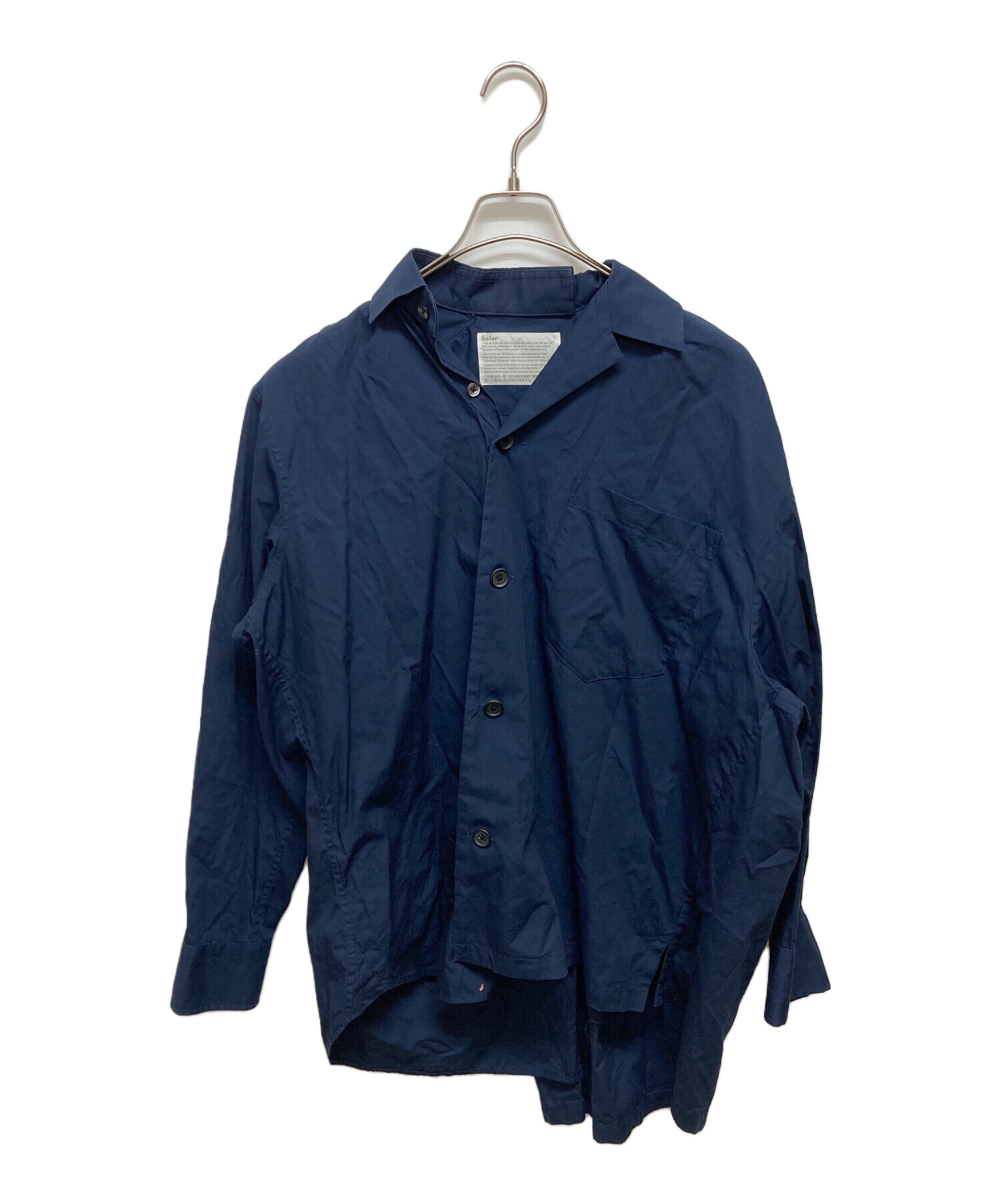 kolor 21SS ドッキングシャツ　サイズ3 中古・古着通販】KOLOR (カラー) ドッキングシャツ ネイビー サイズ