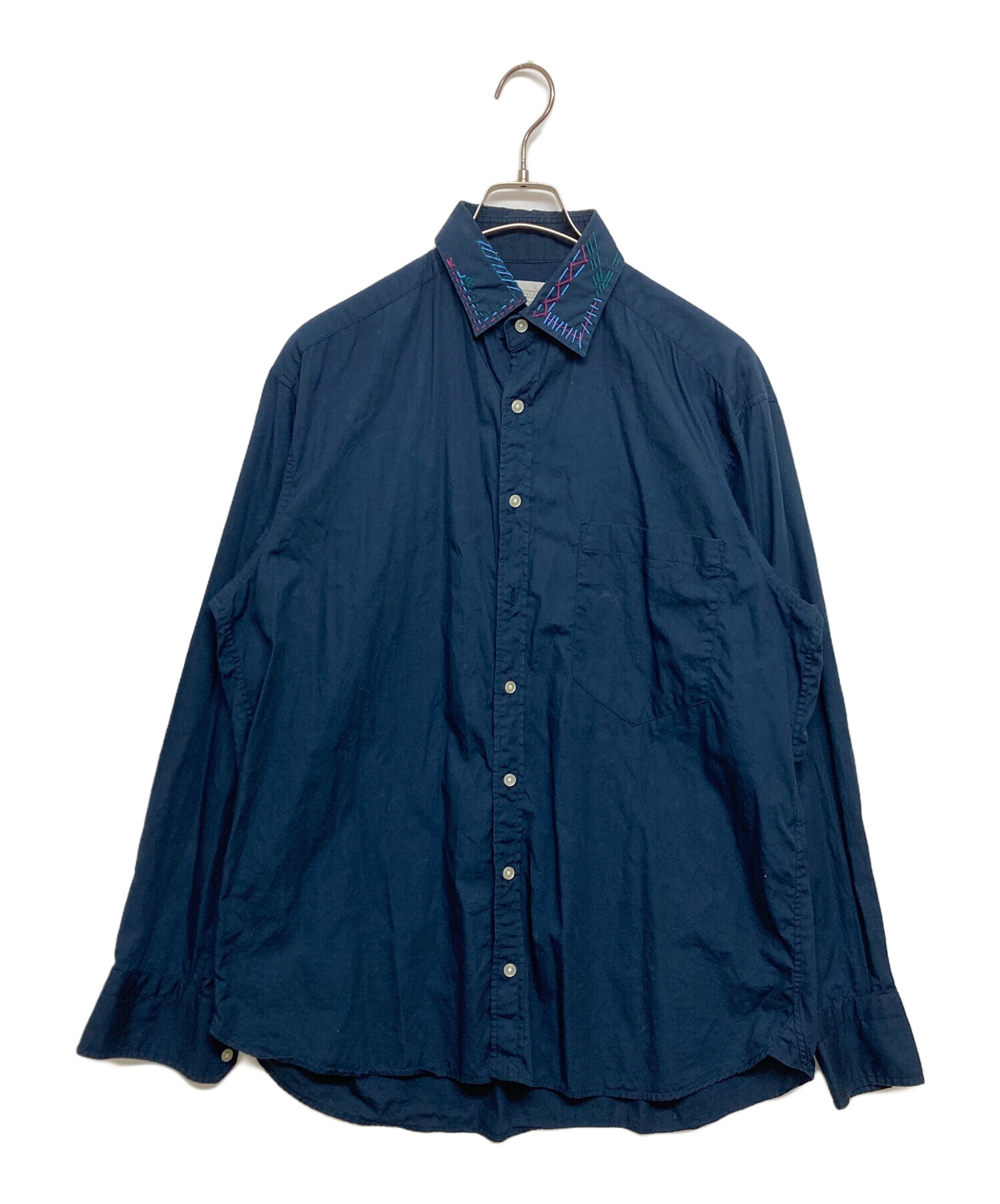 中古・古着通販】KOLOR (カラー) ステッチディテールシャツ ネイビー