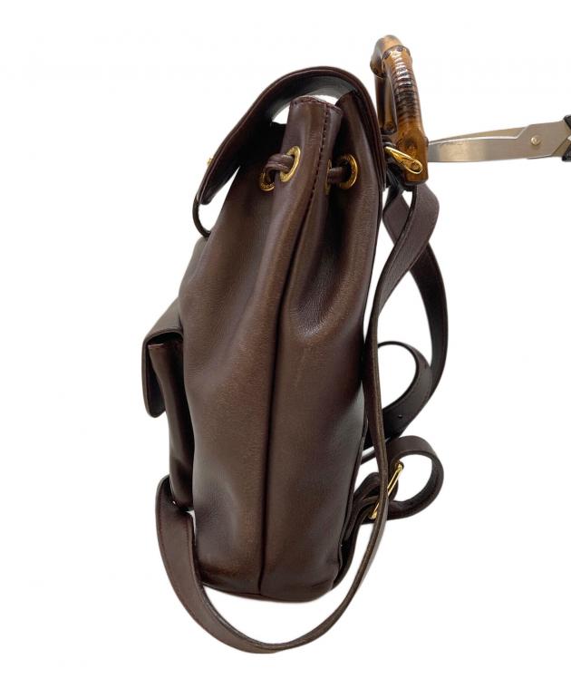 Gucci グッチ バンブー ボルドー レザーハンドバッグ 中古・古着通販】GUCCI (グッチ) バンブー レザーミニリュック