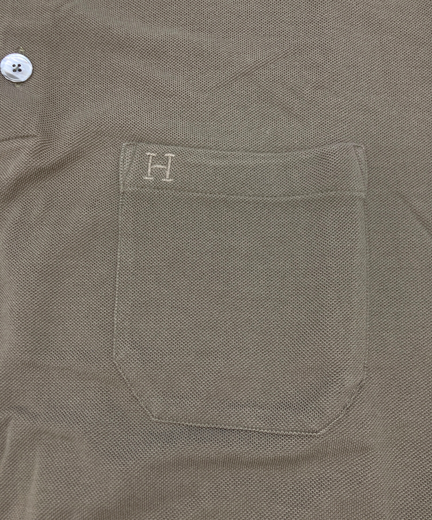 中古・古着通販】HERMES (エルメス) ロゴ刺繍ポロシャツ カーキ サイズ