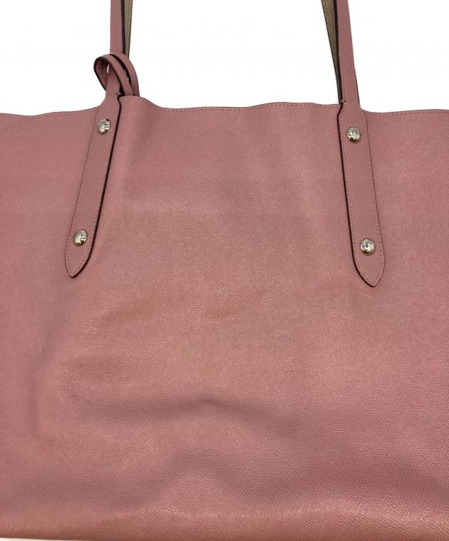 【美品】COACH リバーシブル トートバッグ ピンク 中古・古着通販】COACH (コーチ) リバーシブルトートバッグ ピンク