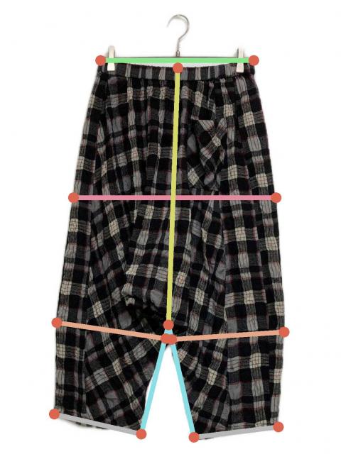 中古・古着通販】慈雨 (ジウ) チェックサルエルパンツ ブラック×グレー