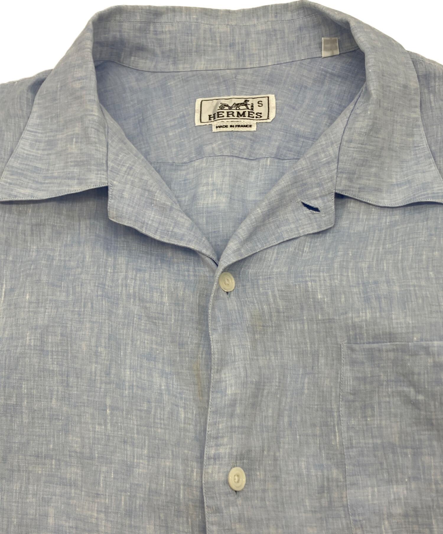 中古・古着通販】HERMES (エルメス) リネンシャツ ブルー サイズ:SIZE
