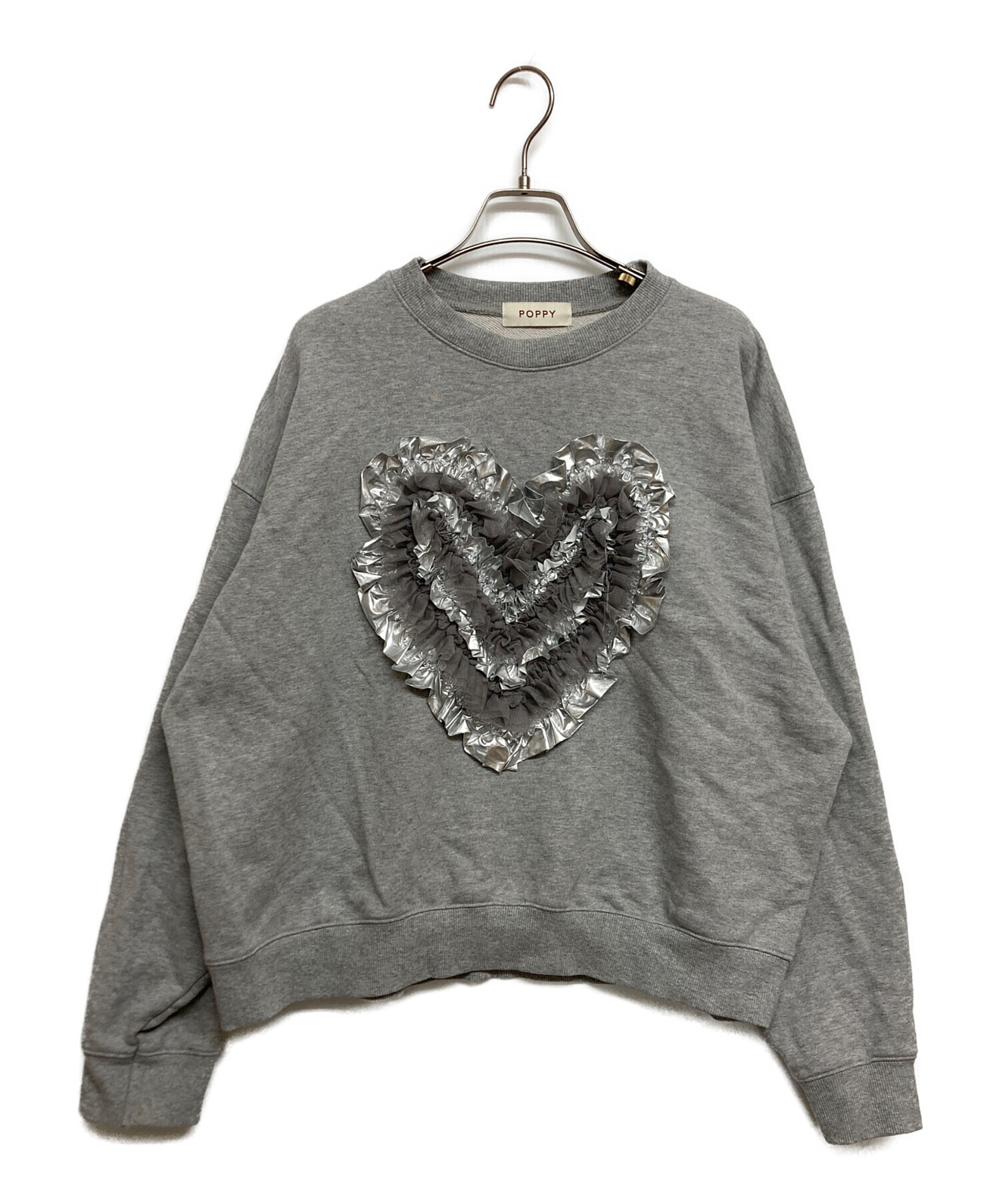 中古・古着通販】POPPY (ポピー) Heart tulle sweatshirt グレー