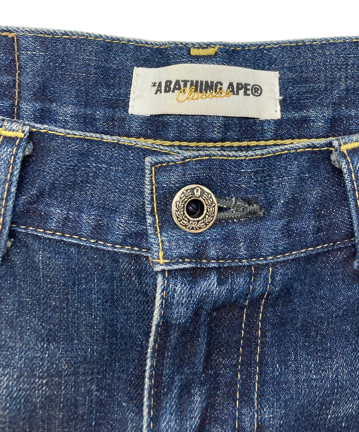【希少】A BATHING APE デニムスカート 刺繍 ワッペン ミニ フリー 希少】A BATHING APE デニムスカート 刺繍 ワッペン ミニ フリー 希少
