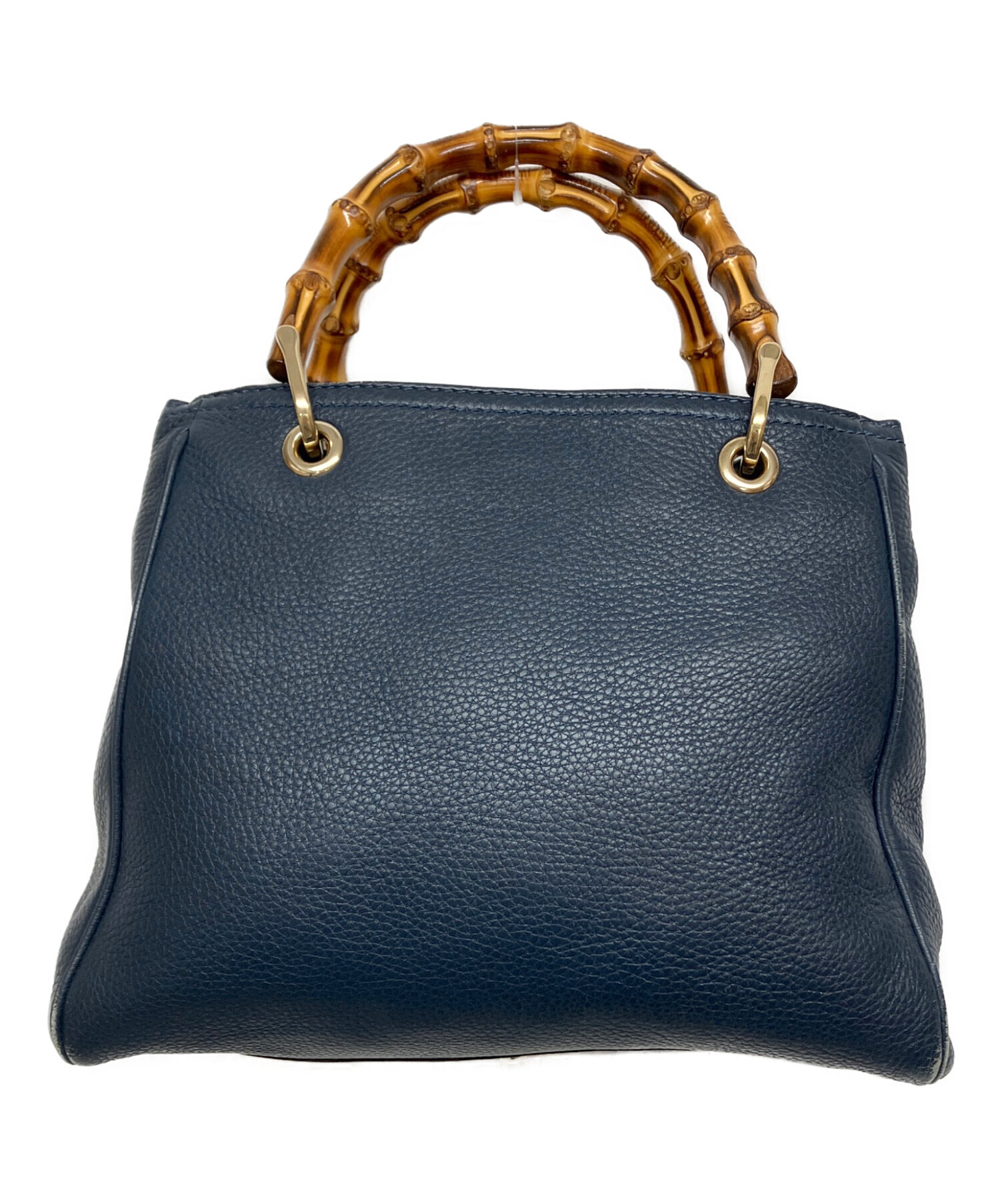 GUCCI グッチ ネイビー レザー トートバッグ バンブーハンドル 断捨離中 中古・古着通販】GUCCI (グッチ) バンブーショッパースモール