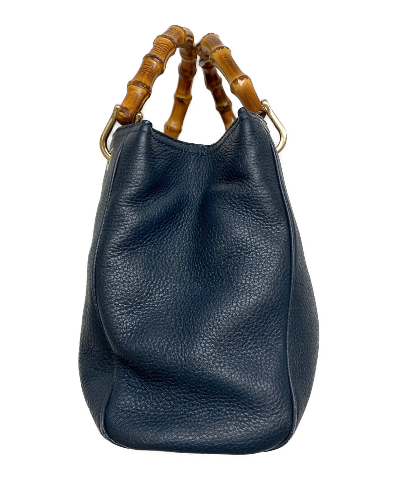 本物☆グッチ バンブー レザーバッグ ハンドバッグ ミニトートバッグ ネイビー 中古・古着通販】GUCCI (グッチ) バンブーショッパースモール