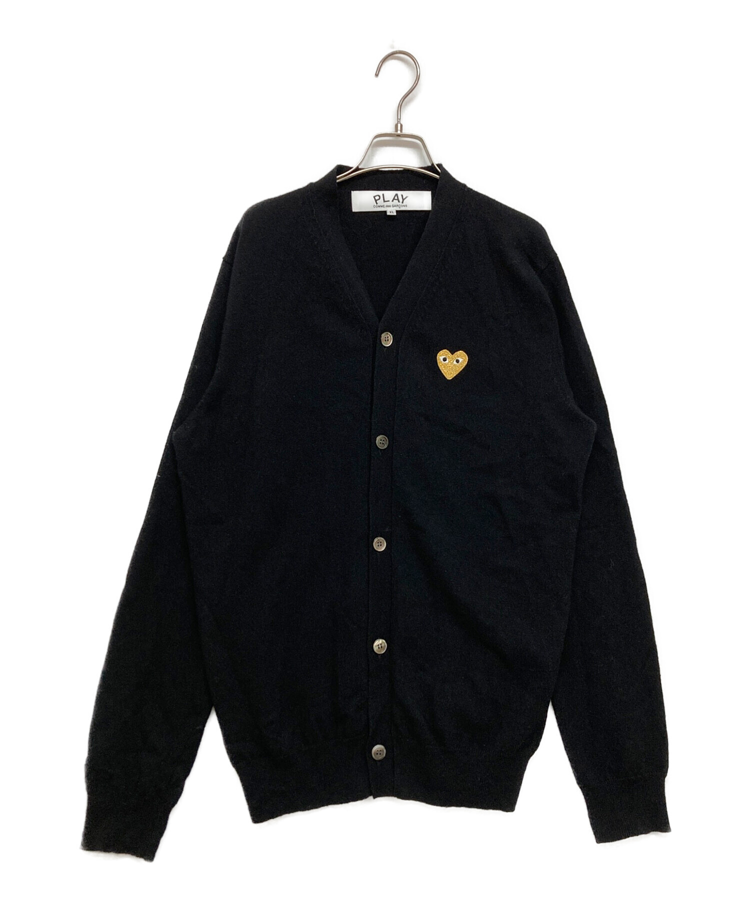 コムデギャルソン ブラック カーディガン サイズS 黒 PLAY 中古・古着通販】PLAY COMME des GARCONS (プレイコムデギャルソン) V