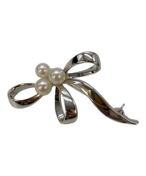 【美品】MIKIMOTO ミキモト パール リボンモチーフ ブローチ 箱付き 中古・古着通販】MIKIMOTO (ミキモト) パールリボンブローチ/Pearl