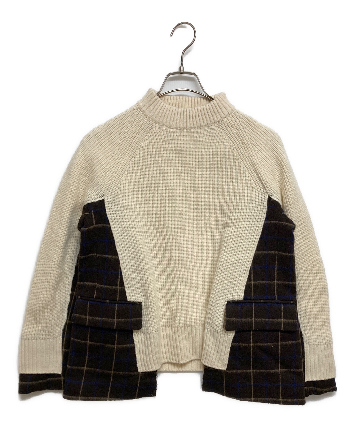中古・古着通販】sacai (サカイ) ドッキングニット ブラウン×ベージュ