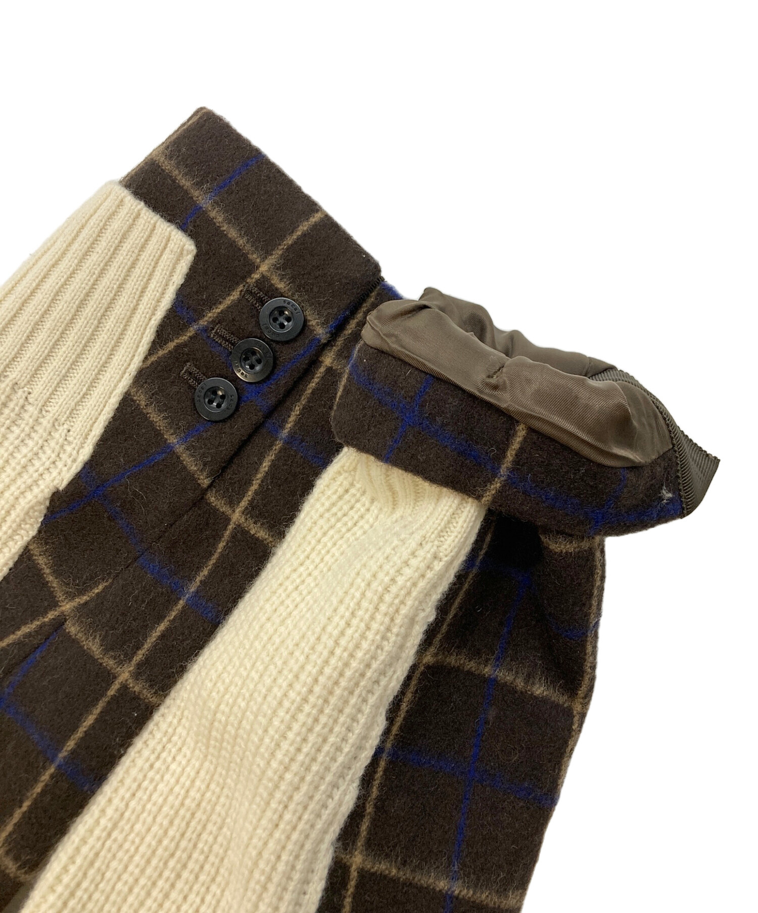 中古・古着通販】sacai (サカイ) ドッキングニット ブラウン×ベージュ