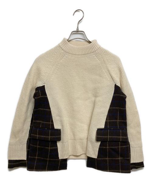 中古・古着通販】sacai (サカイ) ドッキングニット ブラウン×ベージュ