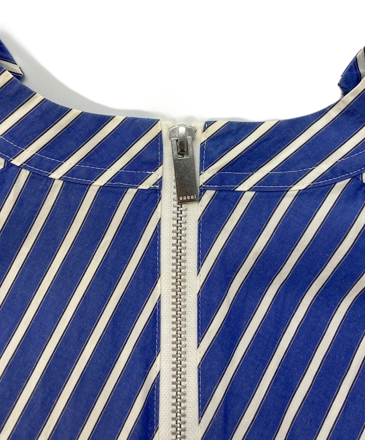 中古・古着通販】sacai (サカイ) 半袖ブラウス ブルー×ホワイト サイズ