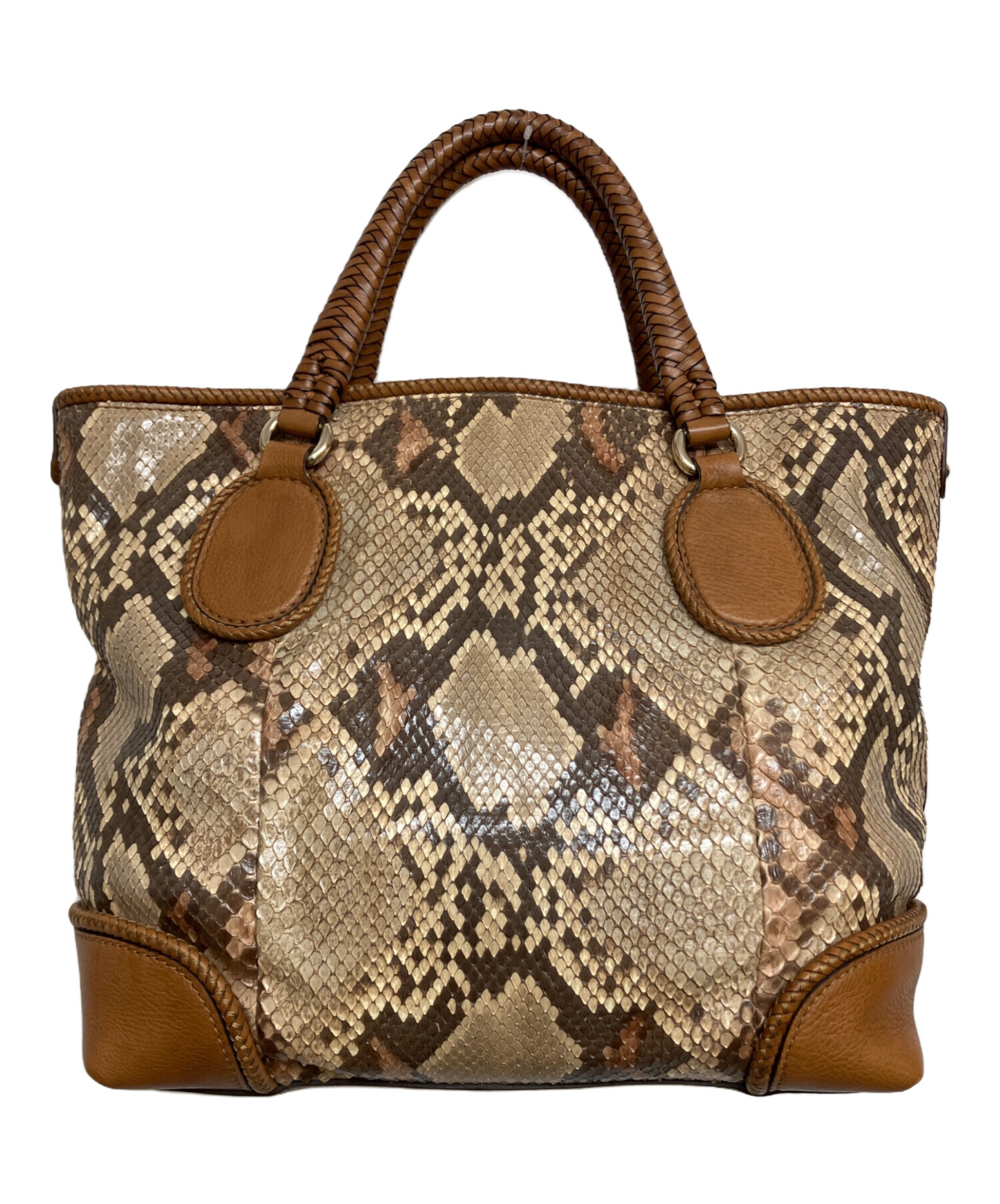 GUCCI グッチ パイソン　ハンドバッグ 中古・古着通販】GUCCI (グッチ) パイソン ハンドトートバッグ