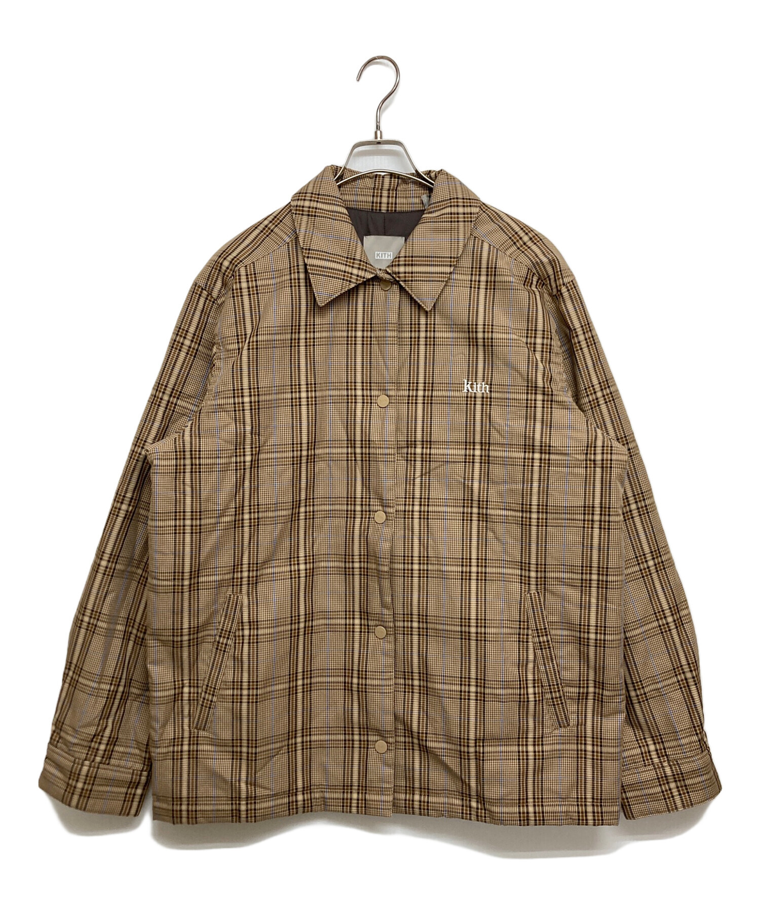 【KITH】Kith 刺繍 コーチジャケット/ キス Mサイズ 中古・古着通販】KITH (キス) 中綿チェックコーチジャケット ベージュ