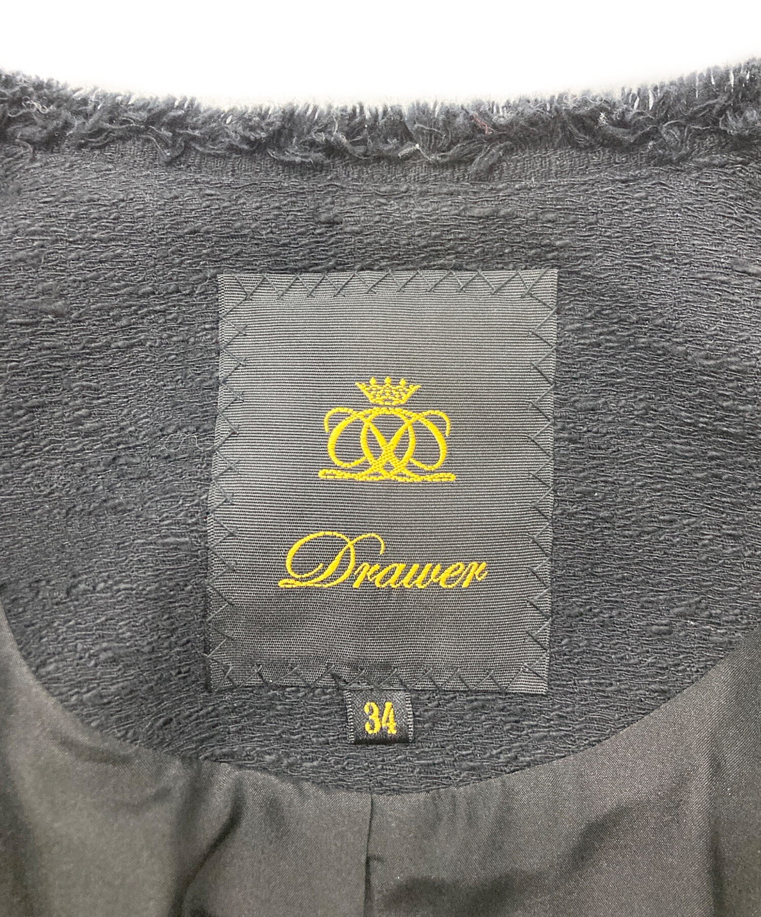 中古・古着通販】DRAWER (ドゥロワー) ツイードフリンジノーカラー