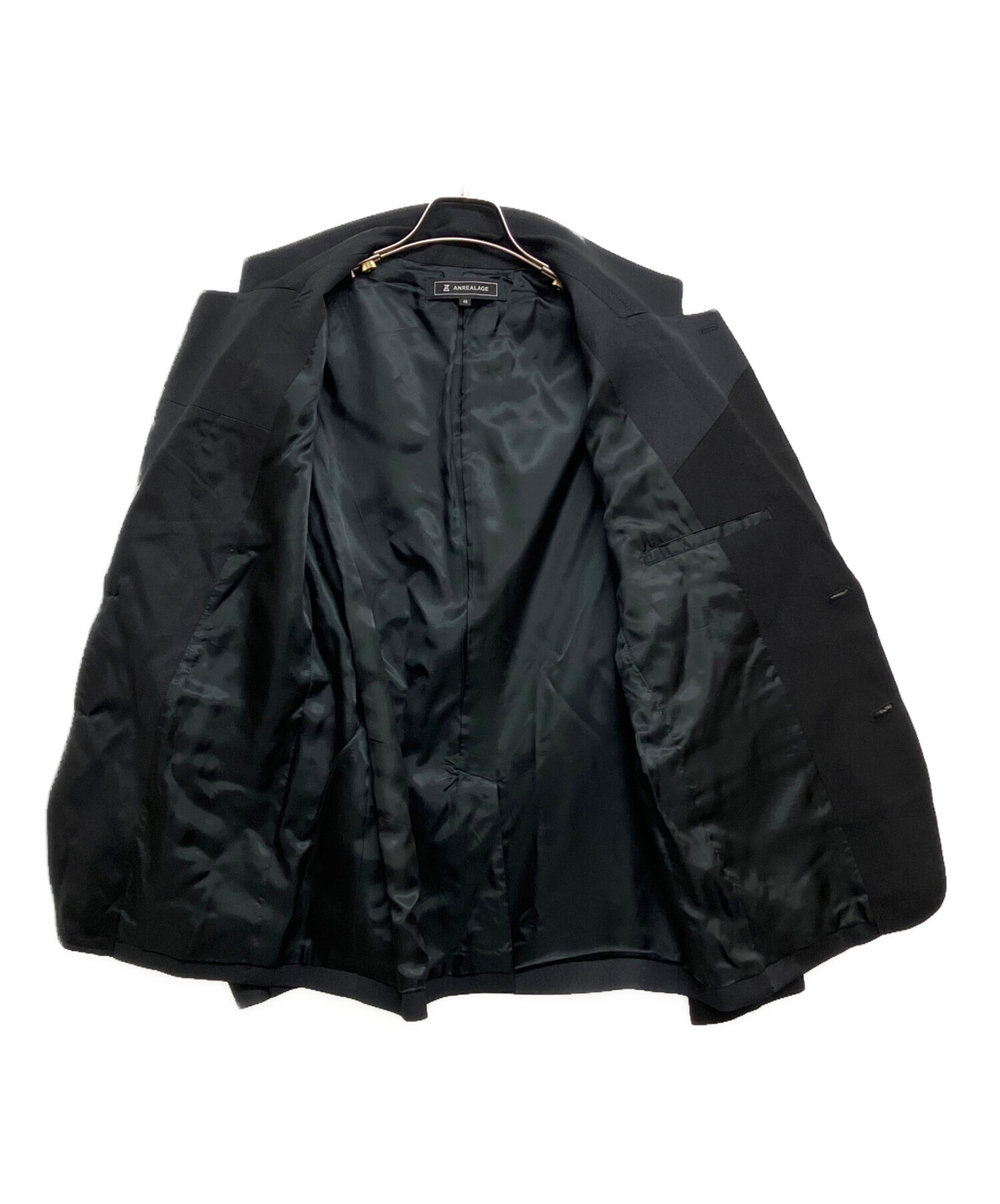 24SS ANREALAGE パネルパッチワークジャケット ブラック 46 中古・古着通販】ANREALAGE (アンリアレイジ) パネルパッチワーク