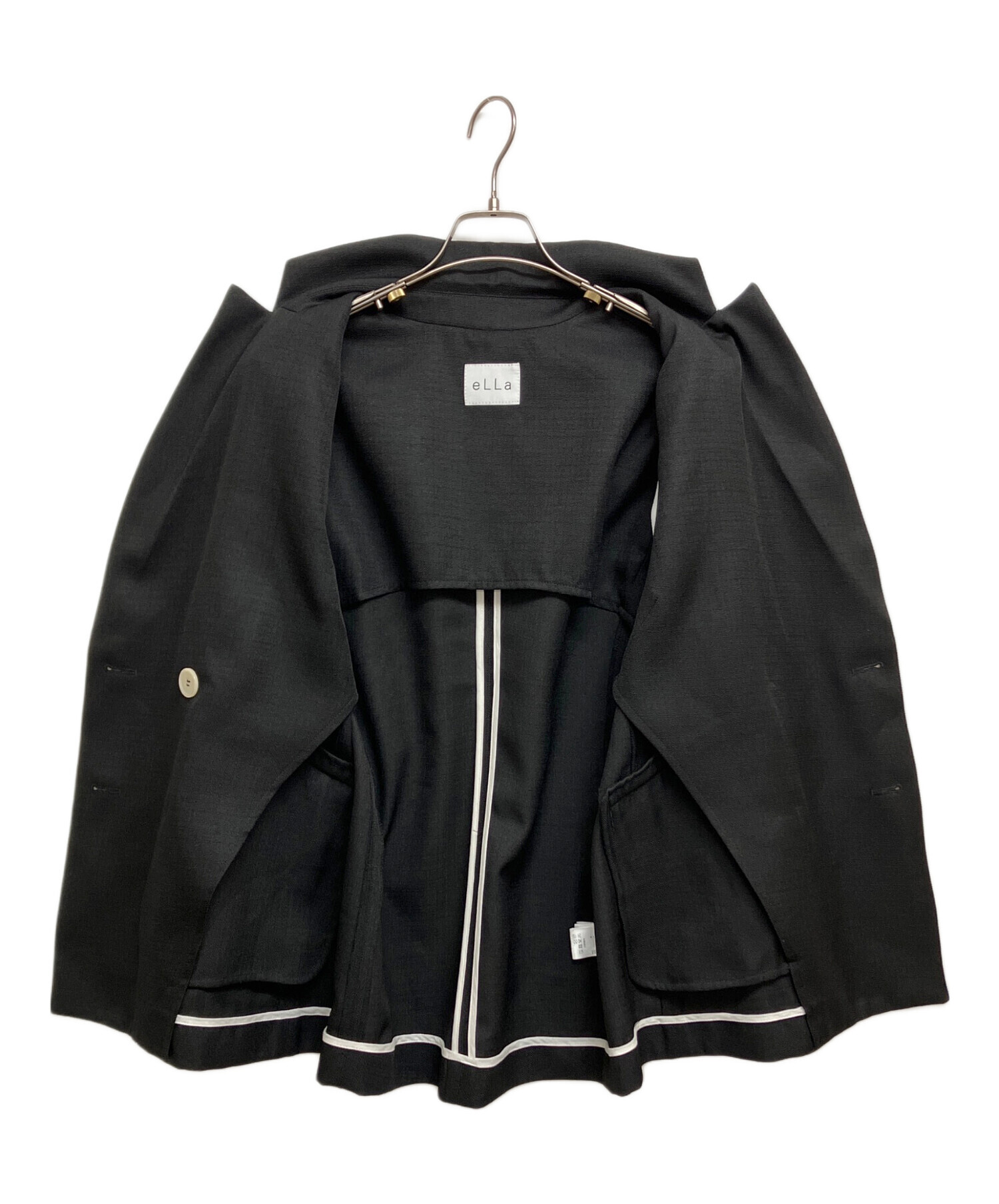 中古・古着通販】ELLA (エラ) パールボタンダブルジャケット ブラック 