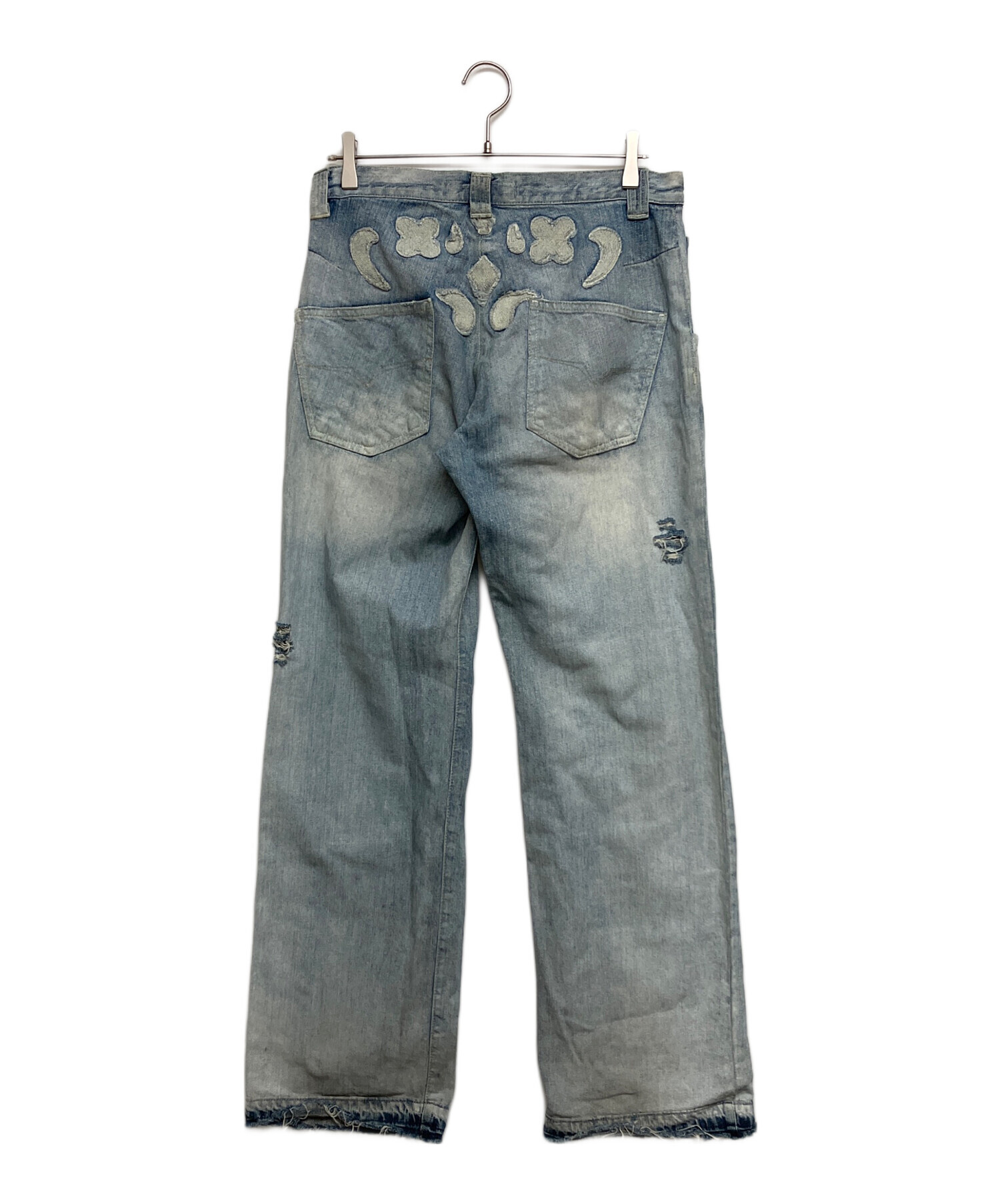 VERSACE デニムパンツ インディゴブルー 34 カジュアル ダメージ加工 中古・古着通販】VERSACE JEANS COUTURE (ヴェルサーチ ジーンズ