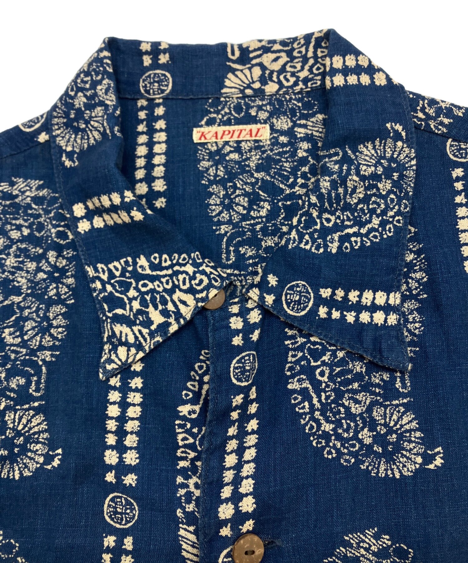 値下げ中4-50 KAPITALキャピタル　半袖シャツインディコリネン 中古・古着通販】KAPITAL (キャピタル) リネン藍染バンダナアロハ