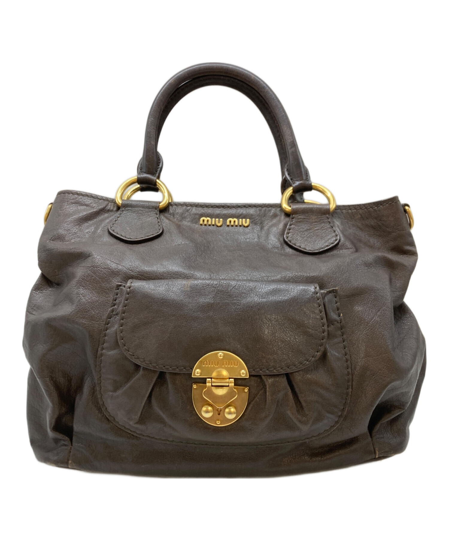中古・古着通販】MIU MIU (ミュウミュウ) 2WAYハンドバッグ ブラウン 