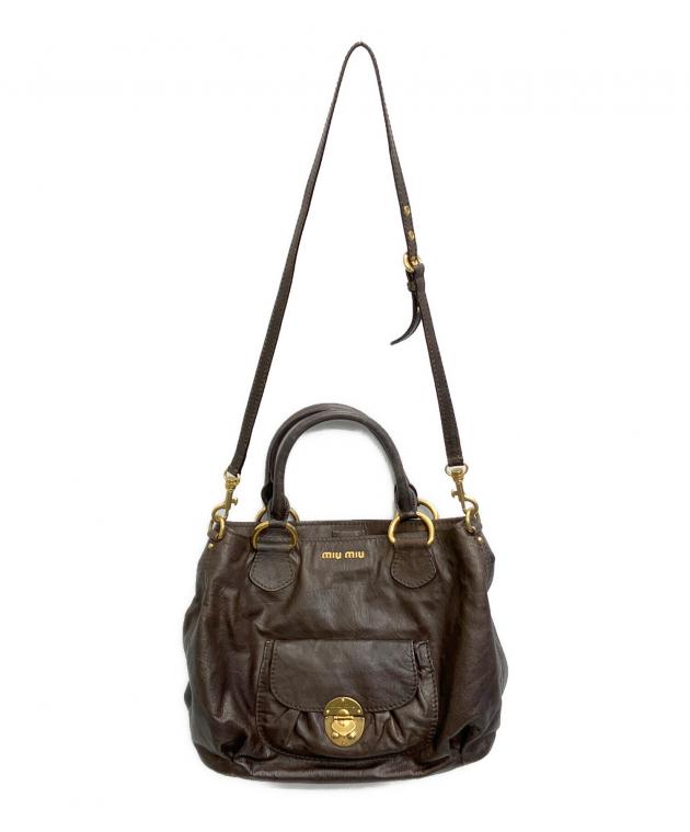 中古・古着通販】MIU MIU (ミュウミュウ) 2WAYハンドバッグ ブラウン