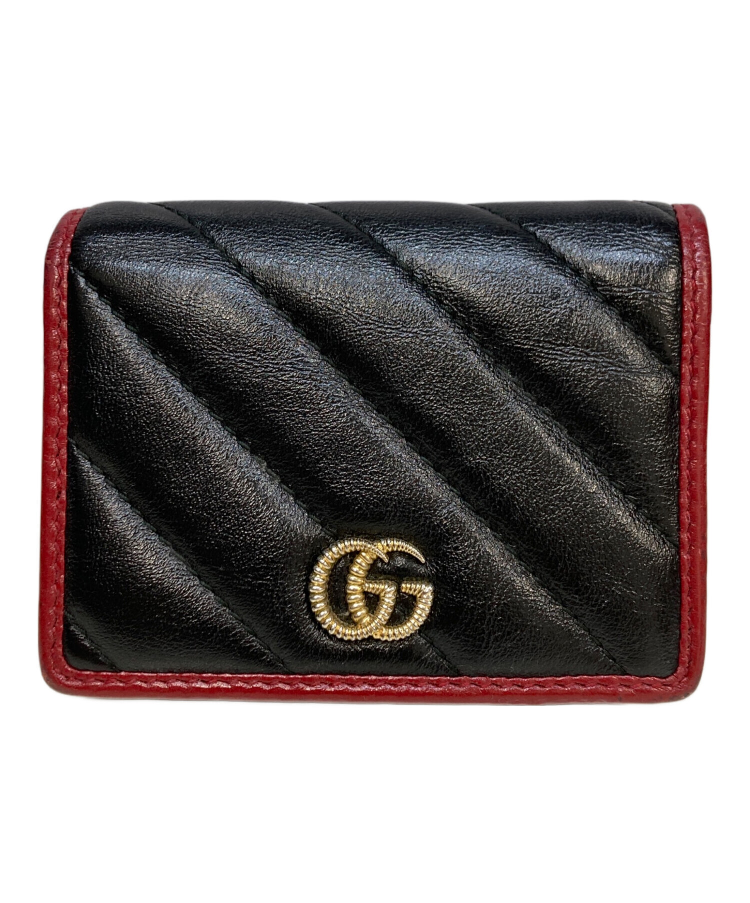 中古・古着通販】GUCCI (グッチ) 3つ折り財布 573811 ブラック・レッド