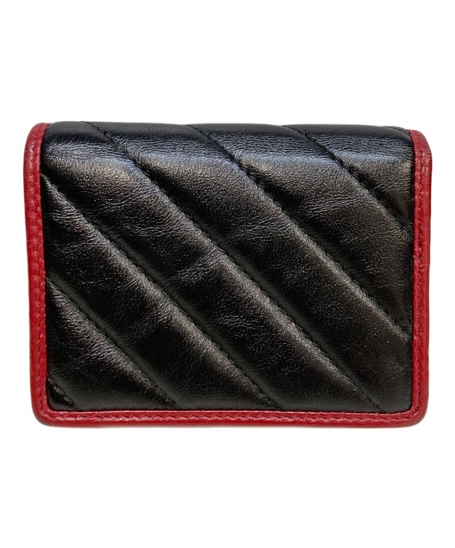 中古・古着通販】GUCCI (グッチ) 3つ折り財布 573811 ブラック・レッド