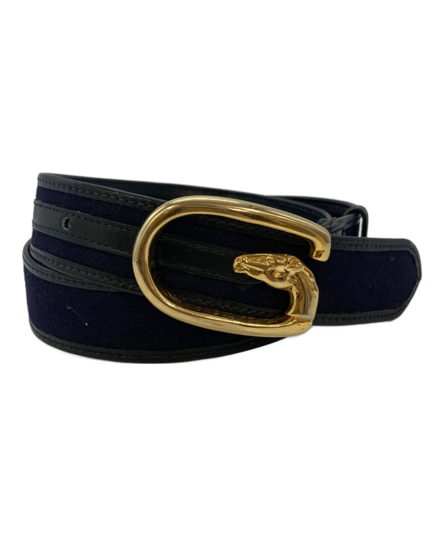 中古・古着通販】GUCCI (グッチ) ホースGバックルレザーベルト