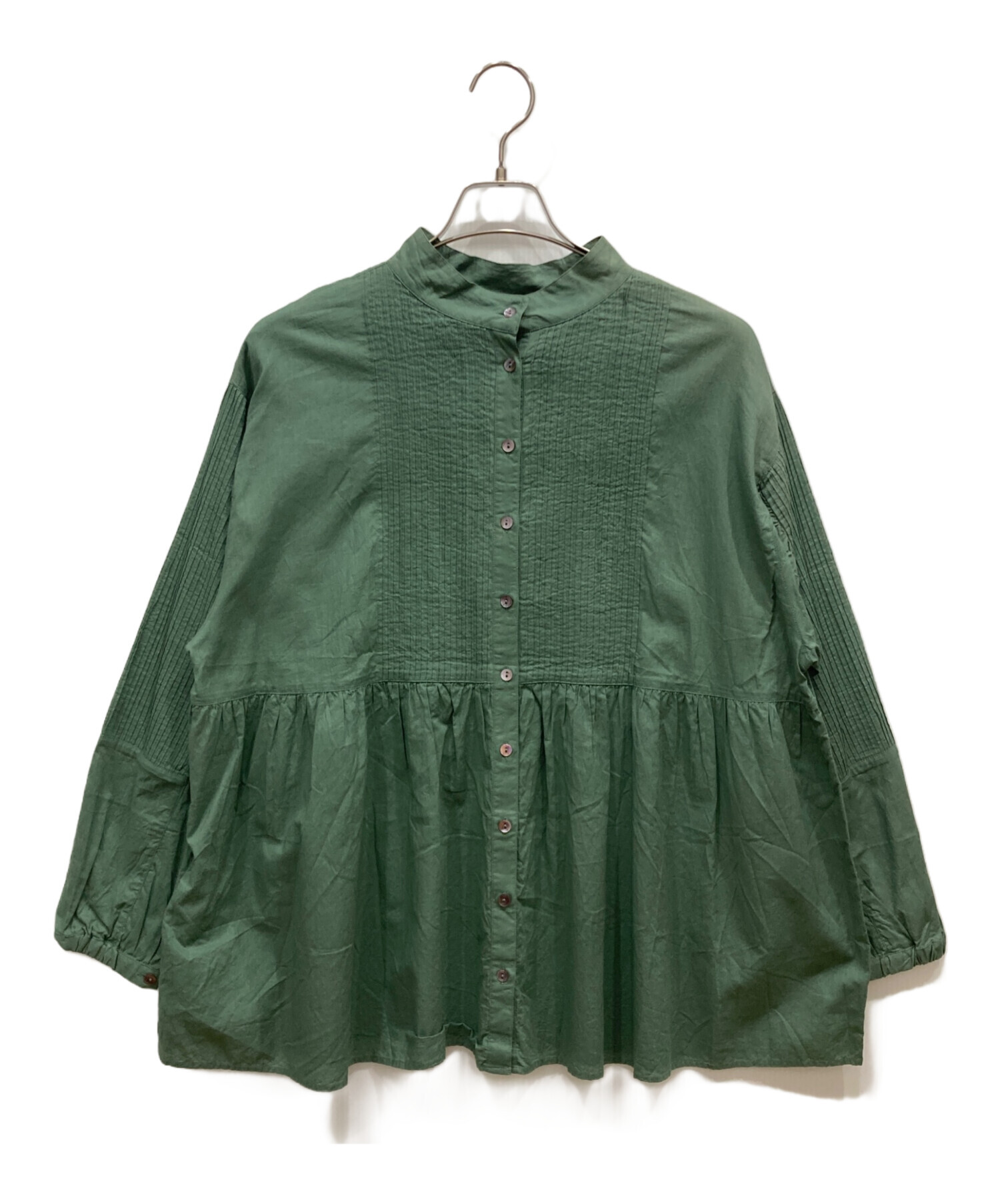 中古・古着通販】かぐれ (カグレ) ピンタック2WAYブラウス グリーン 