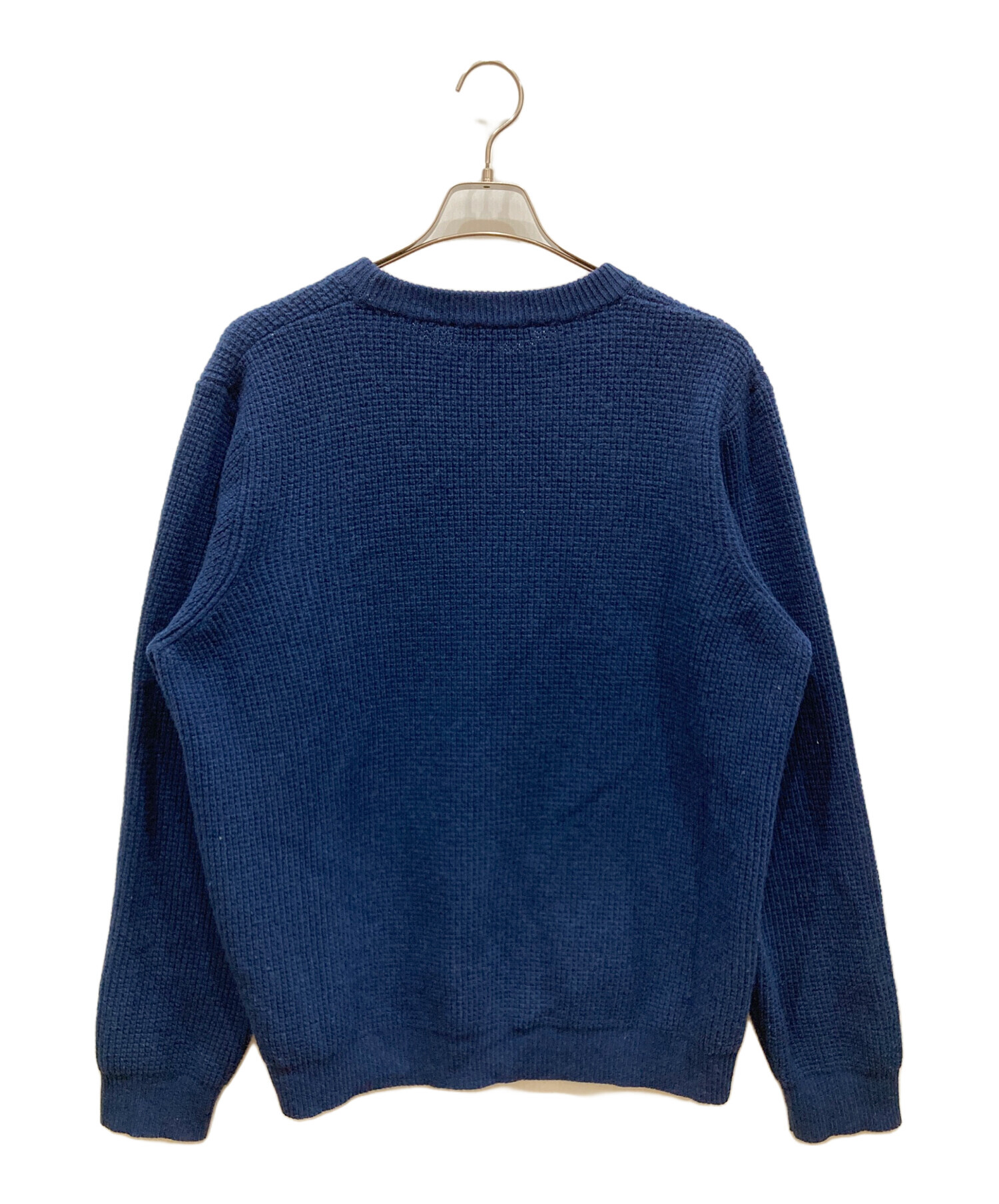 メゾンキツネ ネイビー リブ編み クルーネック ニット セーター MAISON