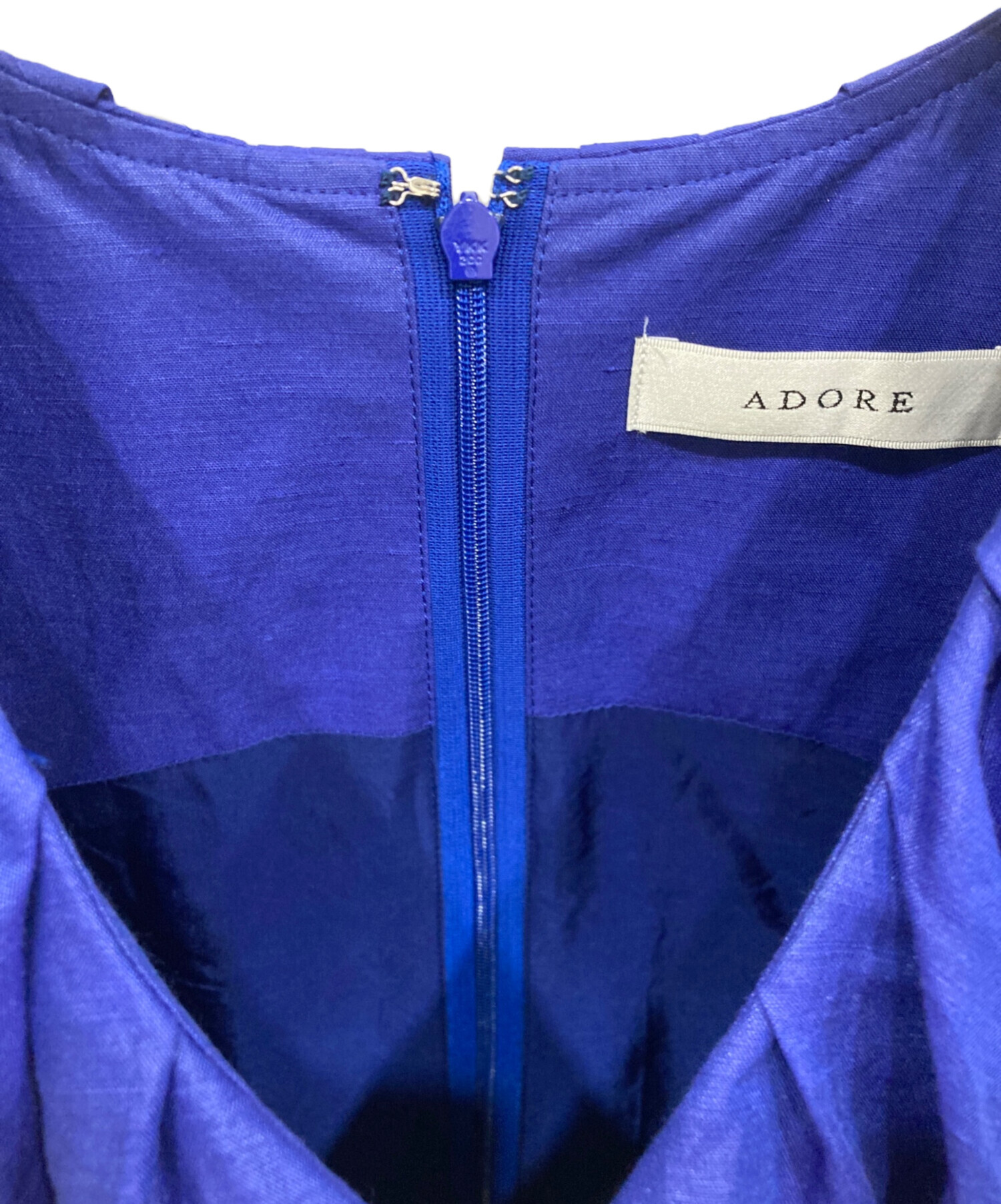 中古・古着通販】ADORE (アドーア) ラスター麻ロングワンピース ブルー 