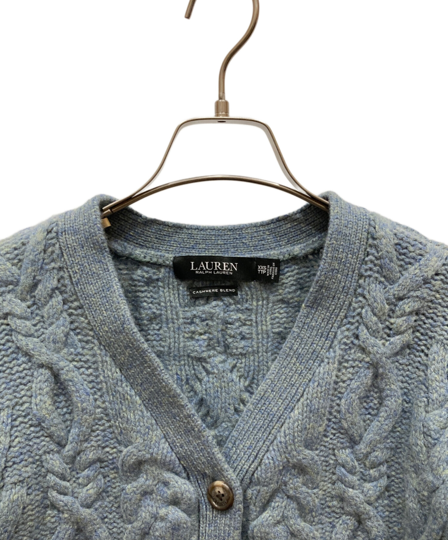 Ralph Laurenケーブルニットカーディガン　カシミヤ混　ネイビーLサイズ POLO RALPH LAUREN カーディガン ケーブルニット ウールカシミヤ