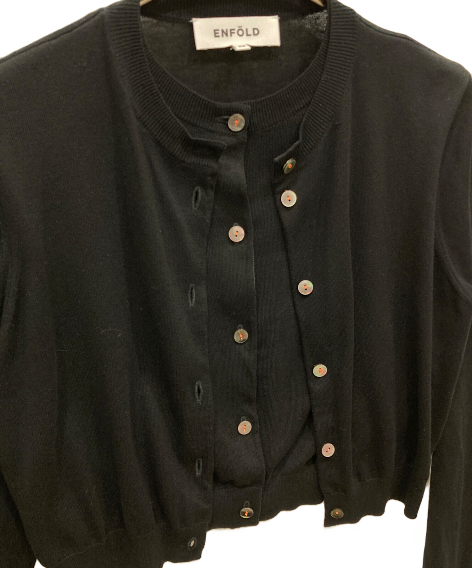 中古・古着通販】ENFOLD (エンフォルド) LAYERED CARDIGAN ブラック