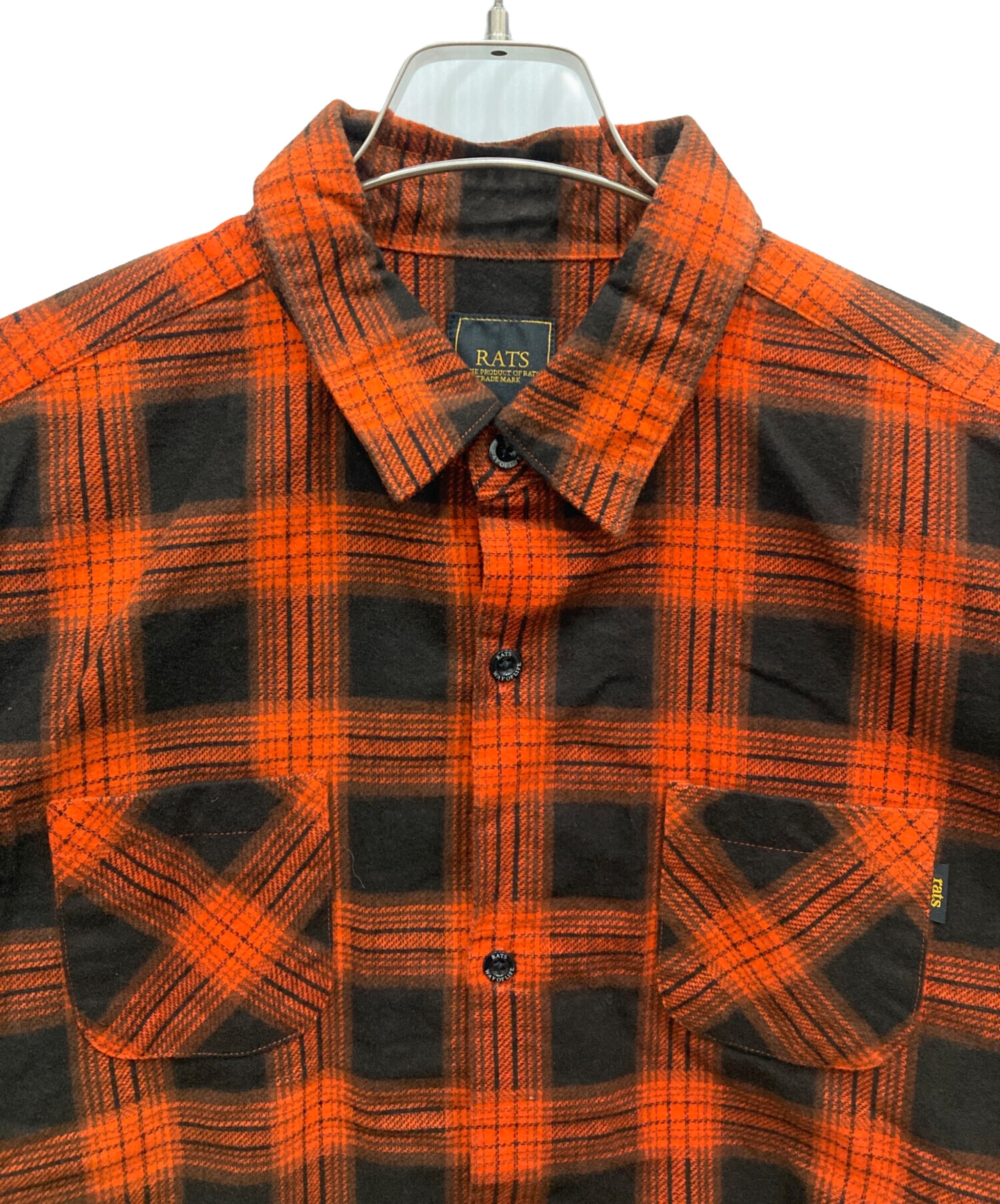 中古・古着通販】RATS (ラッツ) PRINT FLANNEL CHECK SHIRT オレンジ