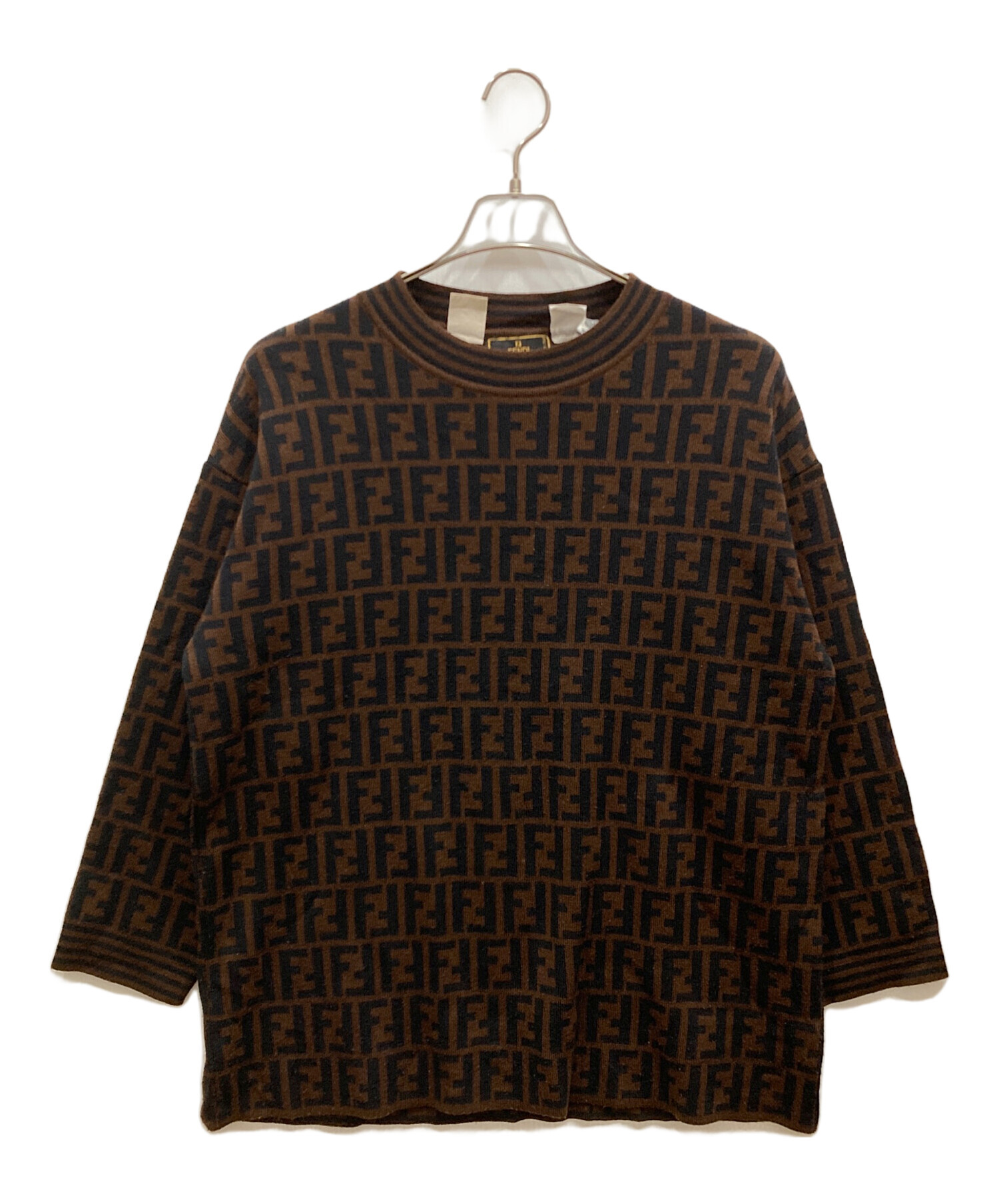 中古・古着通販】FENDI (フェンディ) ズッカ柄ウールニット ブラウン