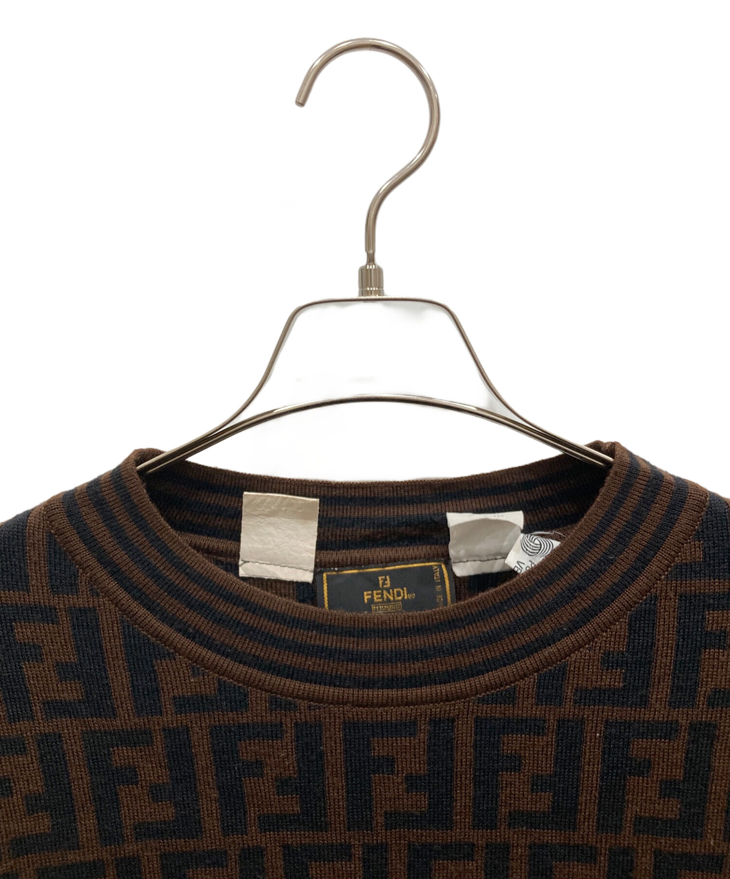 中古・古着通販】FENDI (フェンディ) ズッカ柄ウールニット ブラウン