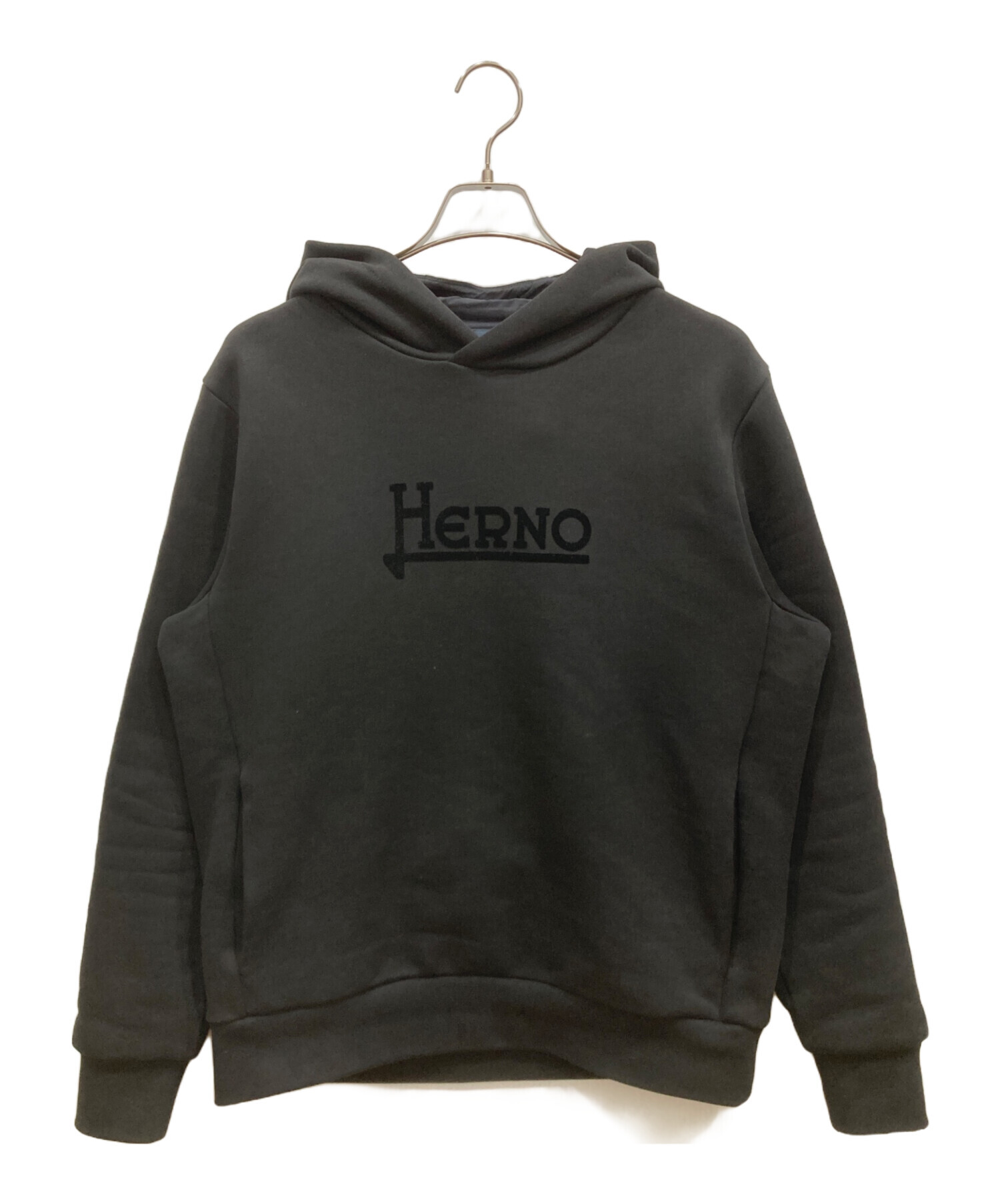 中古・古着通販】HERNO (ヘルノ) ロゴスウェットパーカー ブラック 
