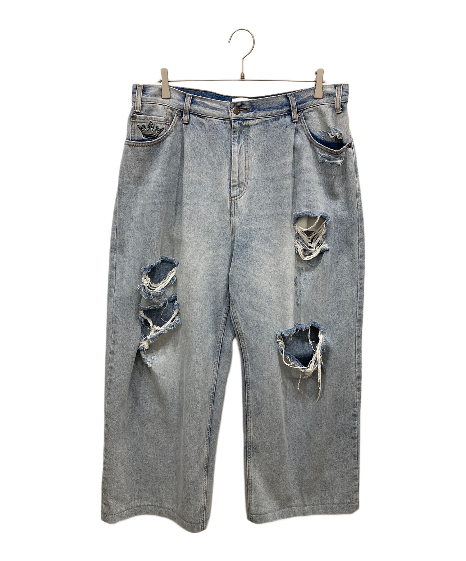 中古・古着通販】9090 (9090) King Logo Damage Denim インディゴ