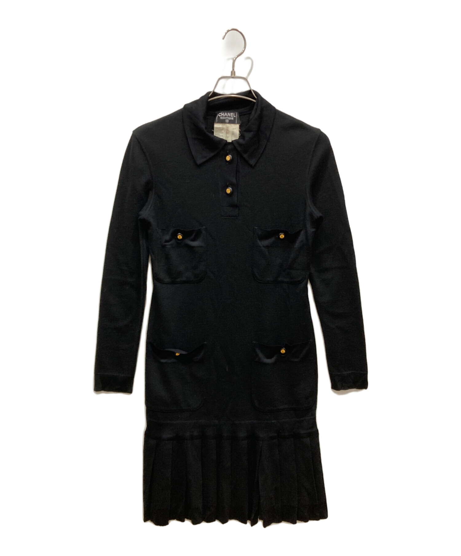 CHANEL 黒タグ付　ワンピース　38 中古・古着通販】CHANEL (シャネル) ウールワンピース ブラック サイズ